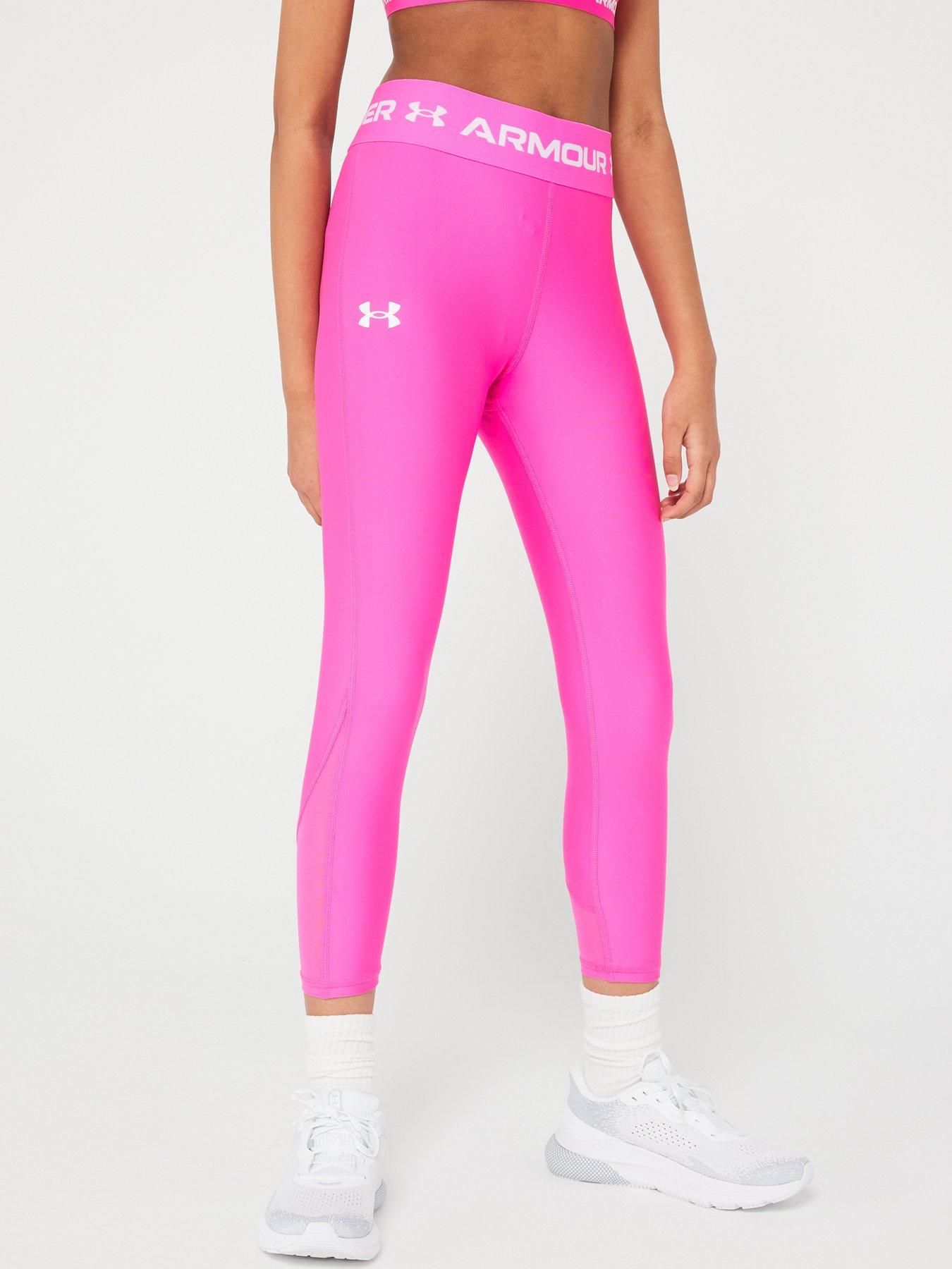 undefined Junior Girls Armour Ankle Crops - Pink/White