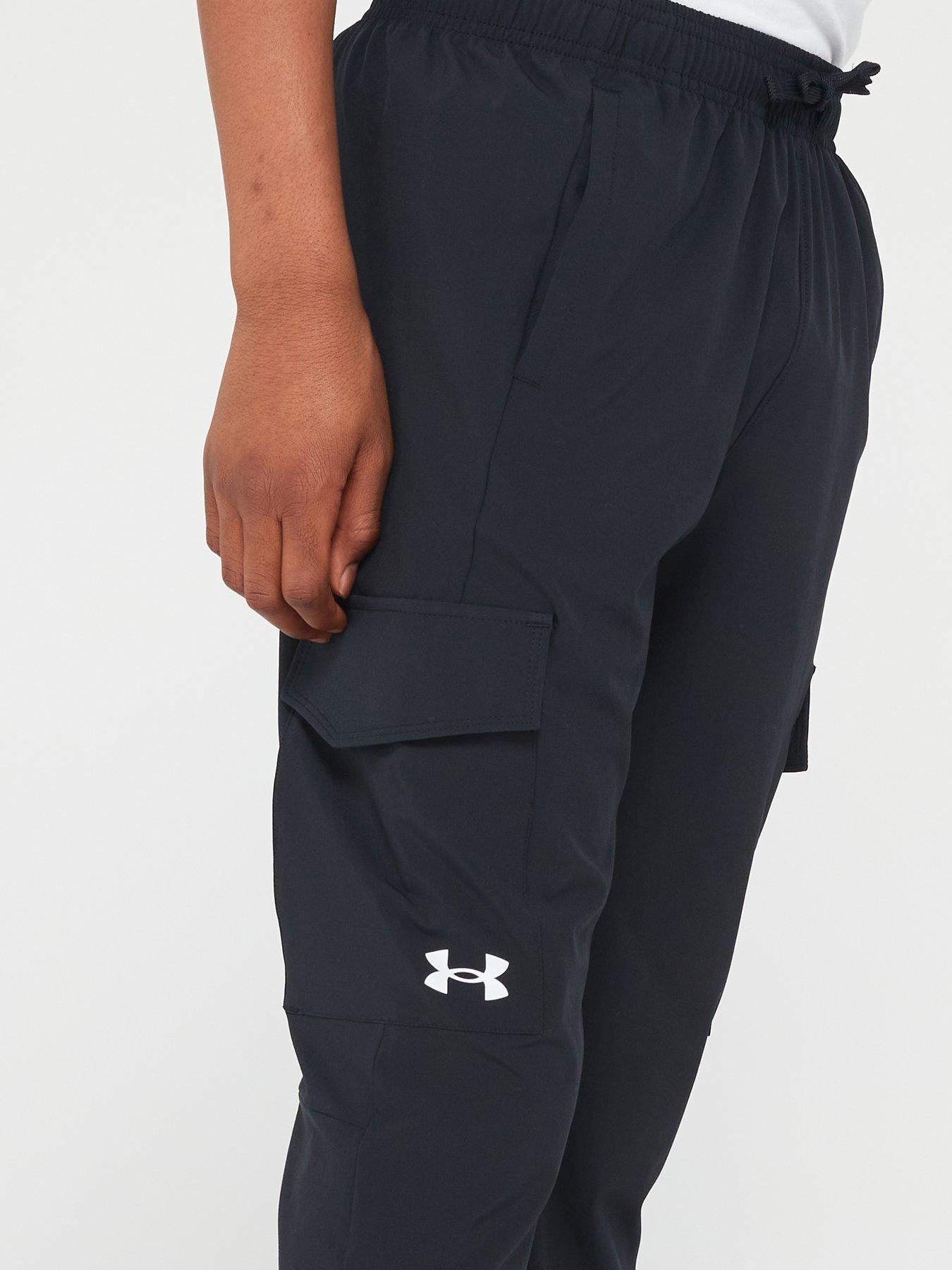 Junior Boys Pennant Woven Cargo Pants Black White