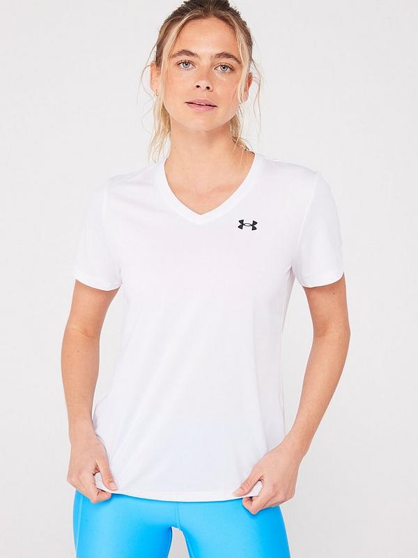UNDER ARMOUR Womens Training Tech Solid T-Shirt - White/Black | Very.co.uk