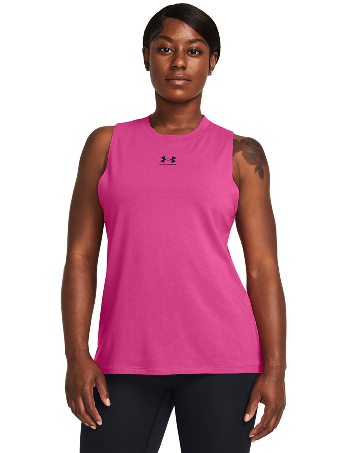 Under Armour Women's Tank Top 100% Polyester Velocity Tank 1291294 Pink  (Large)