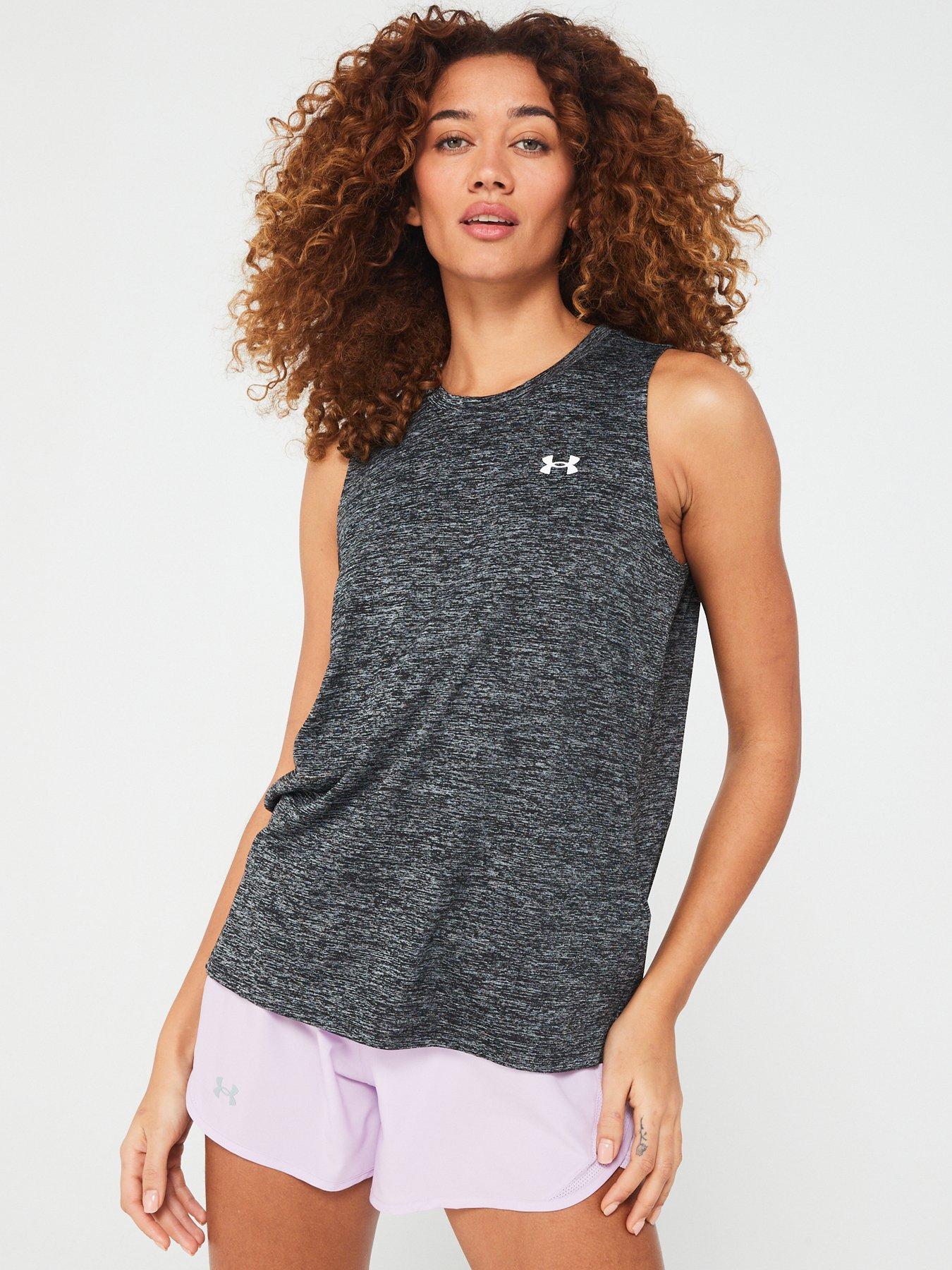  Under Armour Women's Tech Twist Tank Top, (001) Black / /  White, X-Small : Clothing, Shoes & Jewelry