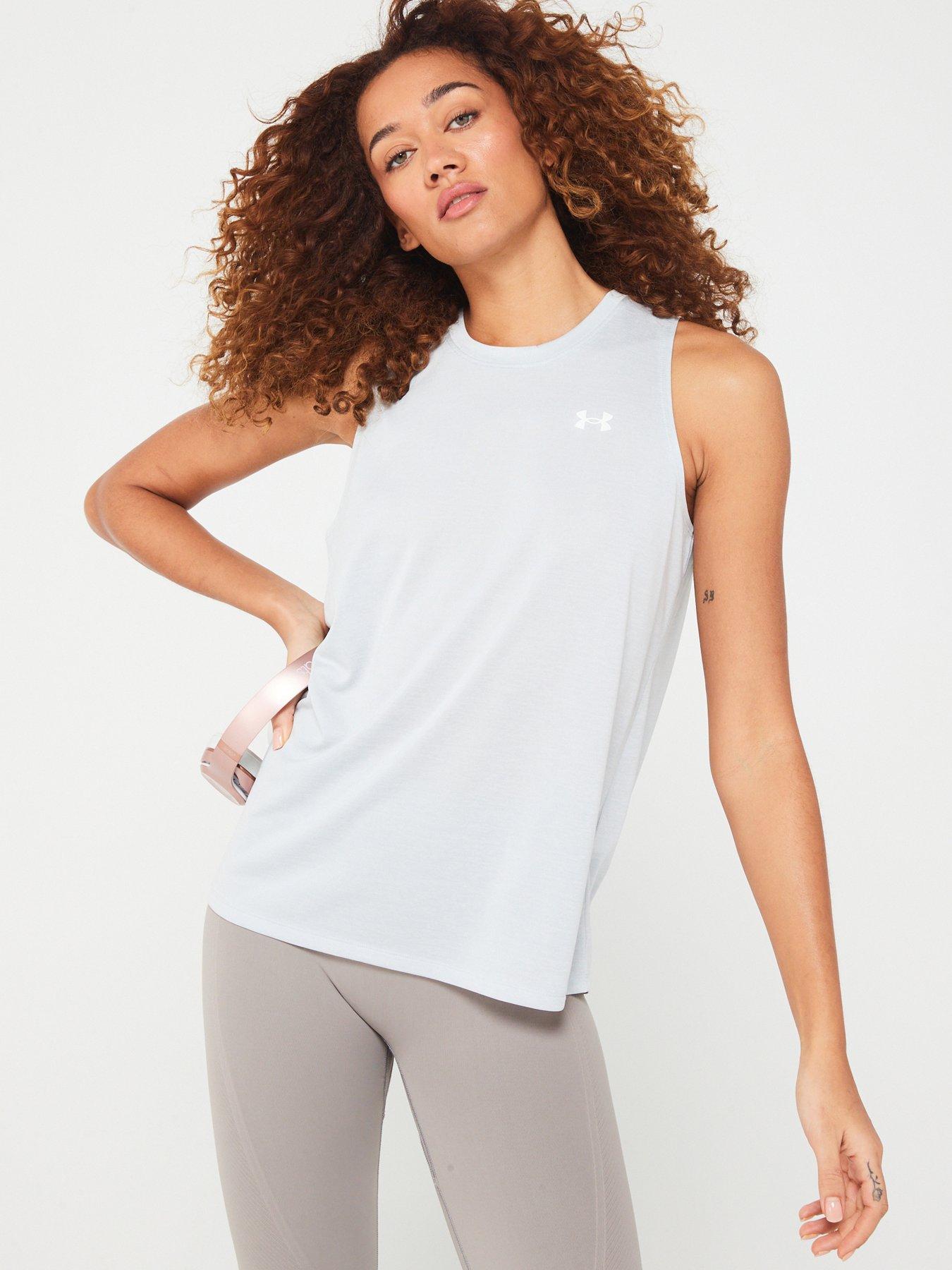 Image 1 of 6 of UNDER ARMOUR Women's Training Tech&nbsp;Twist Tank Top&nbsp;- Grey/White