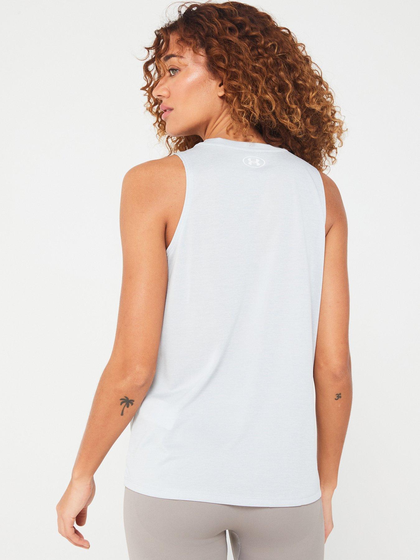 Image 2 of 6 of UNDER ARMOUR Women's Training Tech&nbsp;Twist Tank Top&nbsp;- Grey/White