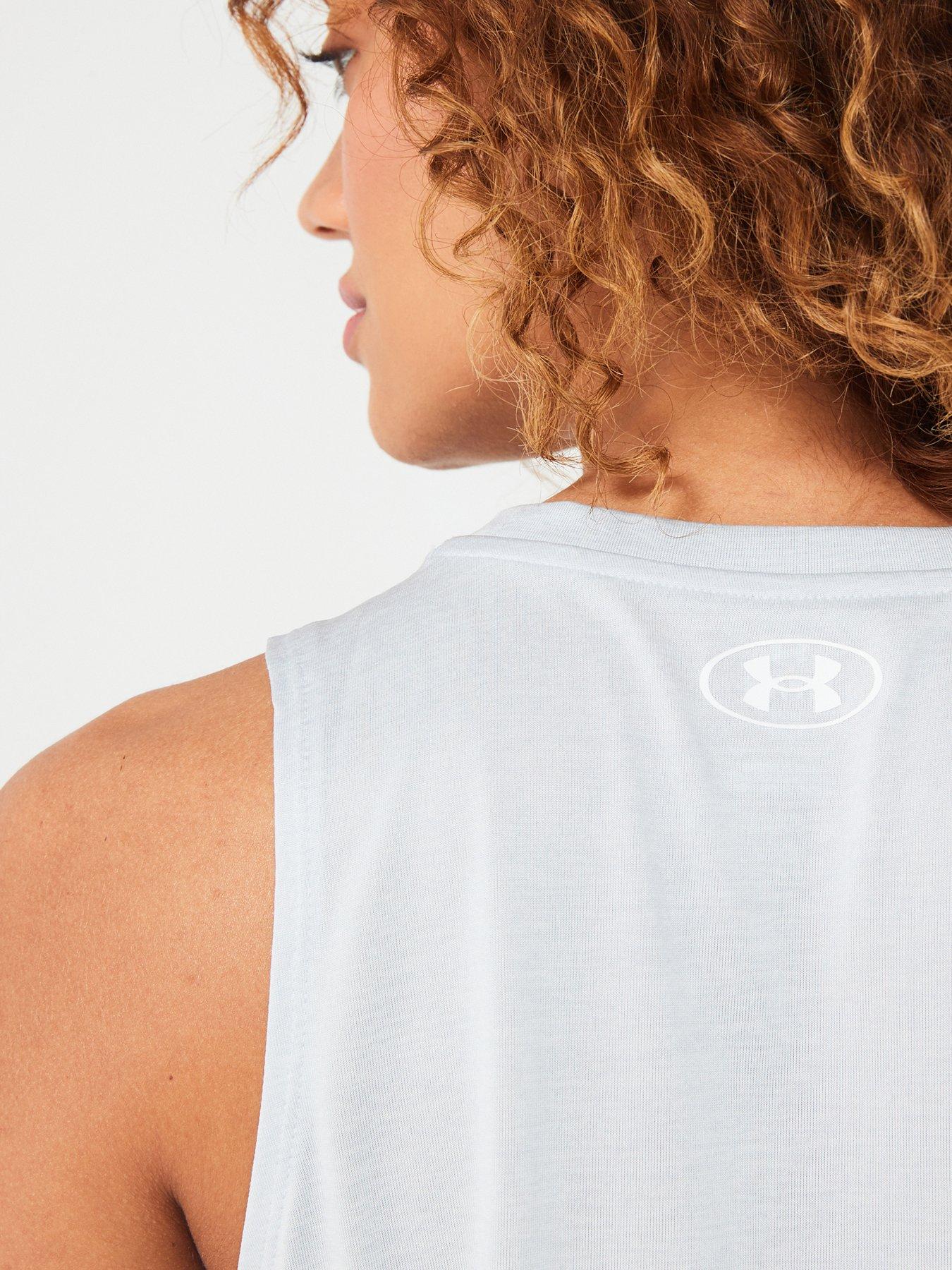 Image 5 of 6 of UNDER ARMOUR Women's Training Tech&nbsp;Twist Tank Top&nbsp;- Grey/White