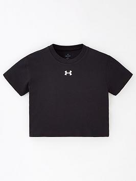under armour junior girls crop sportstyle logo t-shirt - black/white