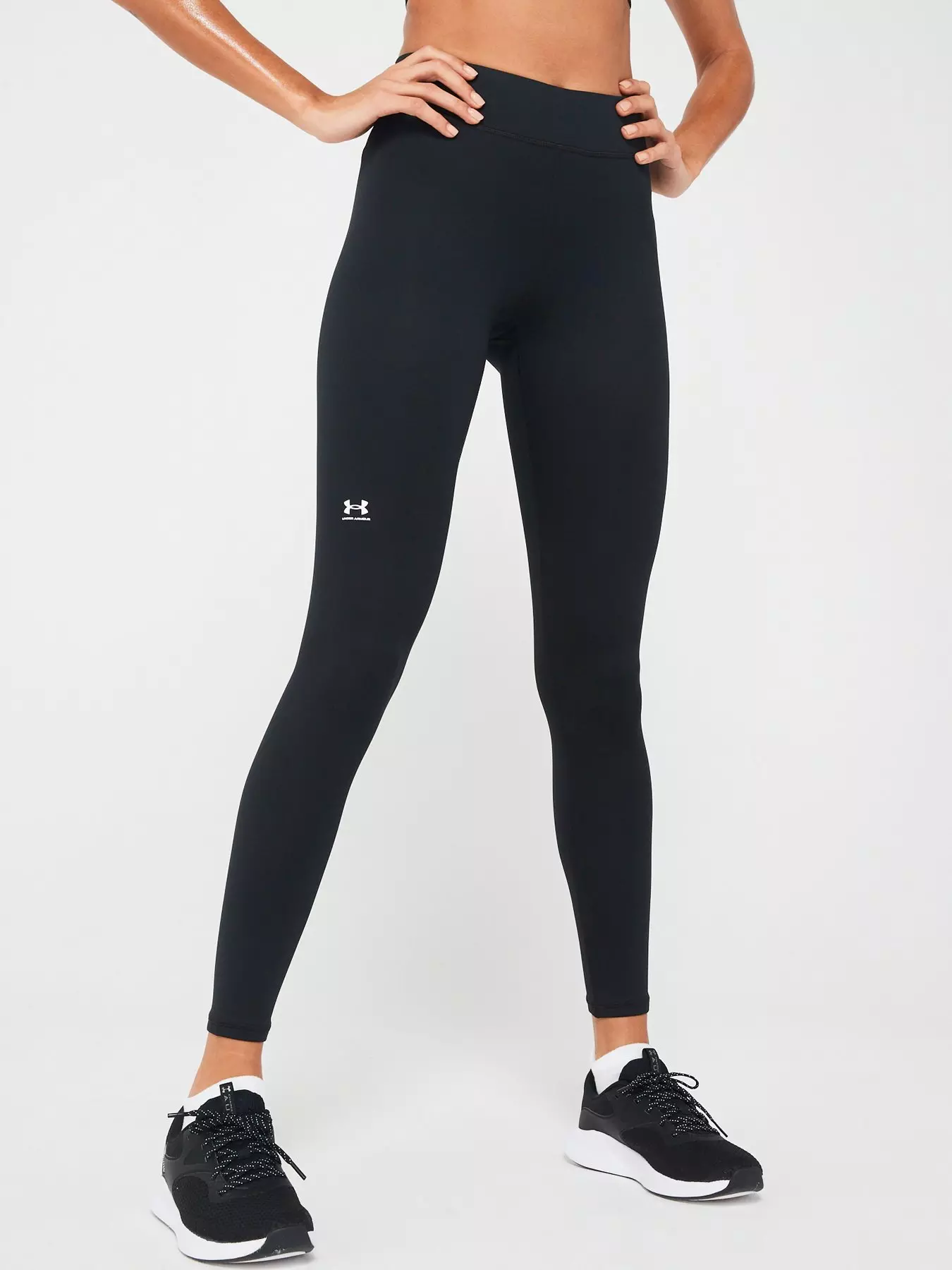 Under Armour Womens Ankle Legging Stretch Mid Rise Logo Black Size