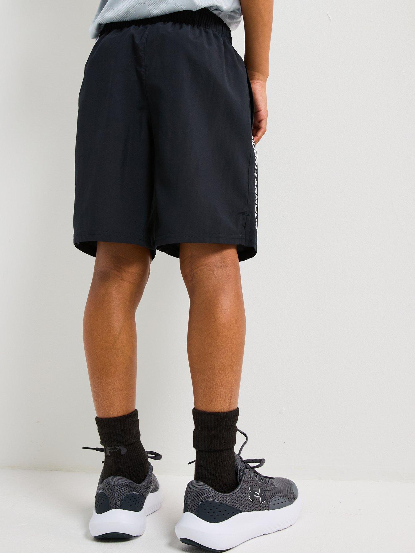 Image 2 of 6 of UNDER ARMOUR Junior Boys Woven Wordmark Shorts - Black/White