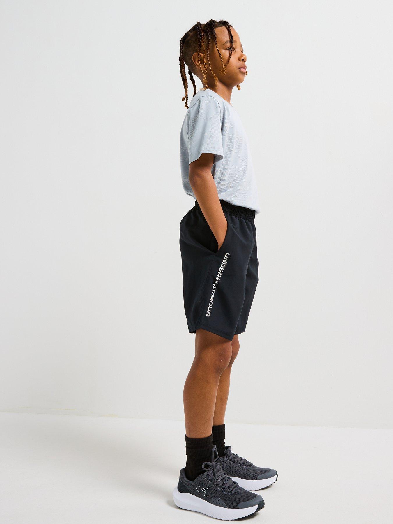 Image 3 of 6 of UNDER ARMOUR Junior Boys Woven Wordmark Shorts - Black/White