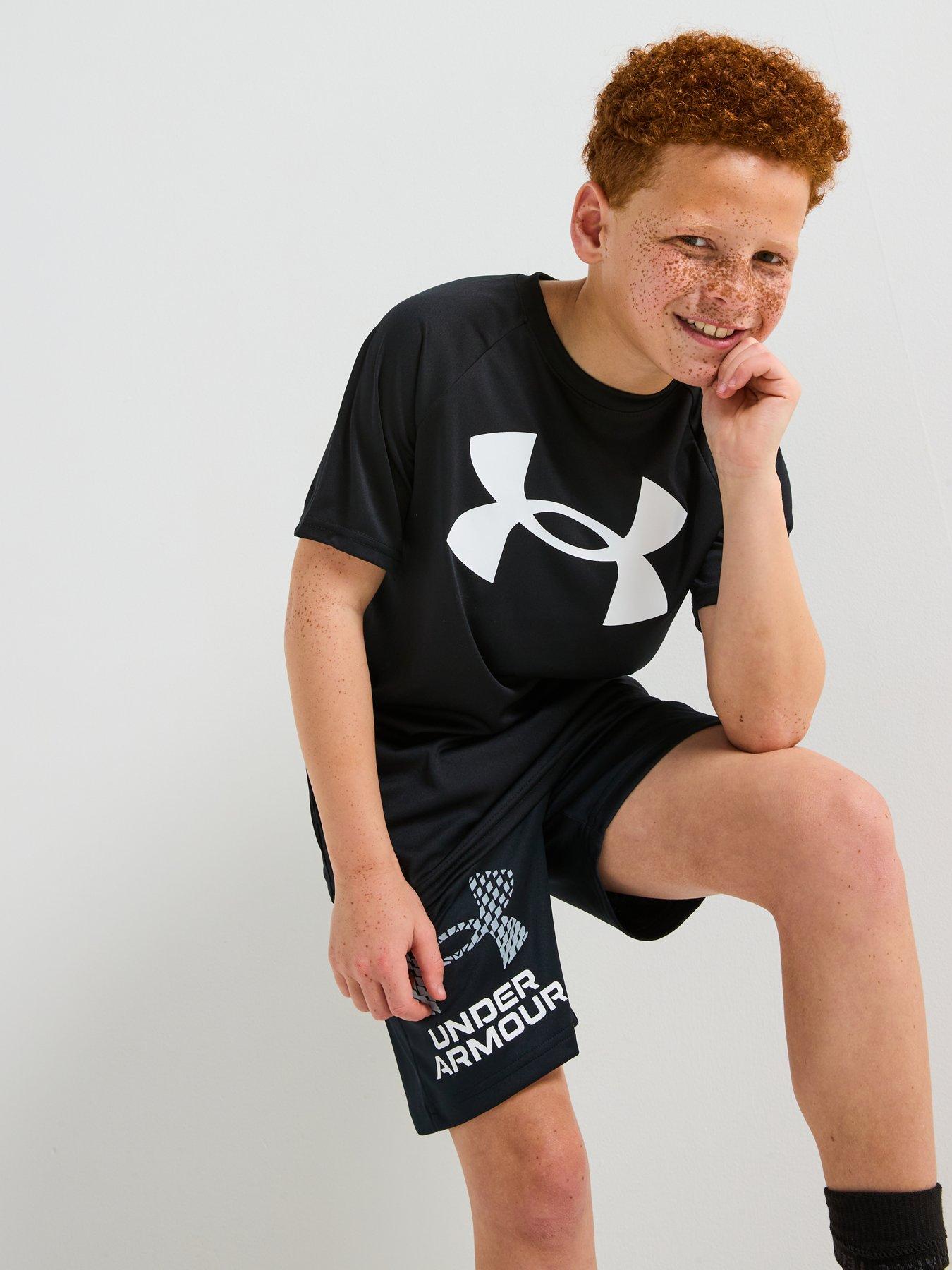 Image 4 of 6 of UNDER ARMOUR Junior Boys Tech Logo Shorts - Black/Grey