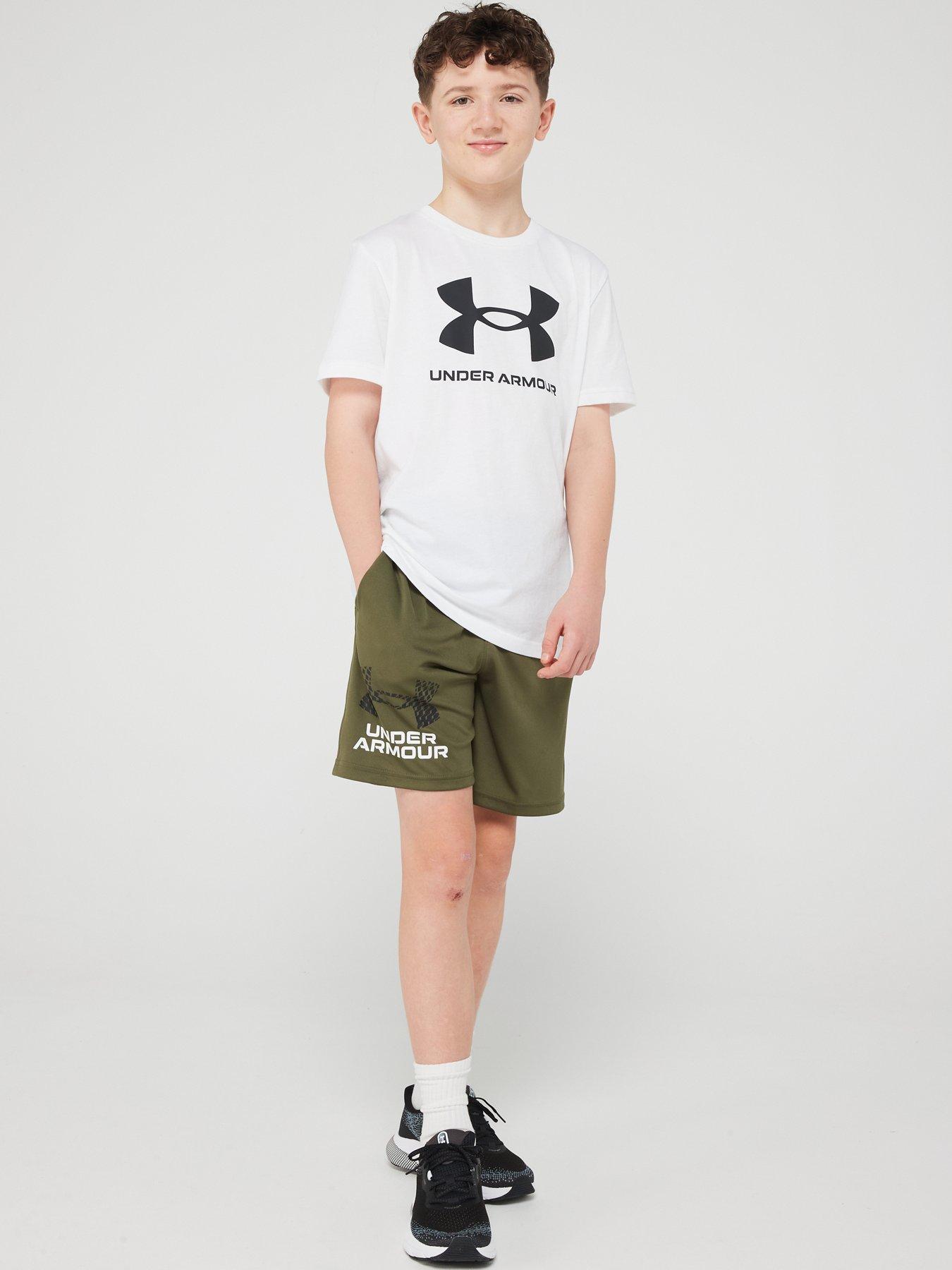 UNDER ARMOUR Junior Boys Tech Logo Shorts - Green/Black