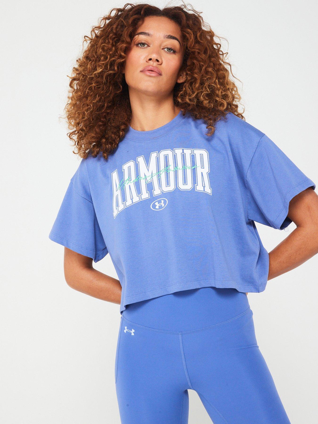 Women s Training Heavyweight Scripted Crop Top Grey