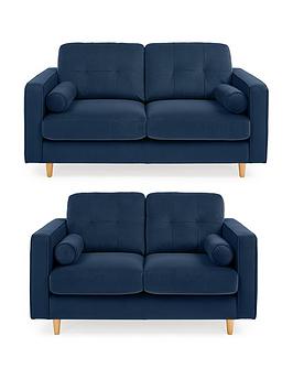 Product photograph of Very Home Heaton 3 2 Fabric Sofas Buy Amp Save - Navy from very.co.uk