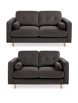 Product photograph of Very Home Heaton 3 2 Fabric Sofas Buy Amp Save - Dark Grey from very.co.uk