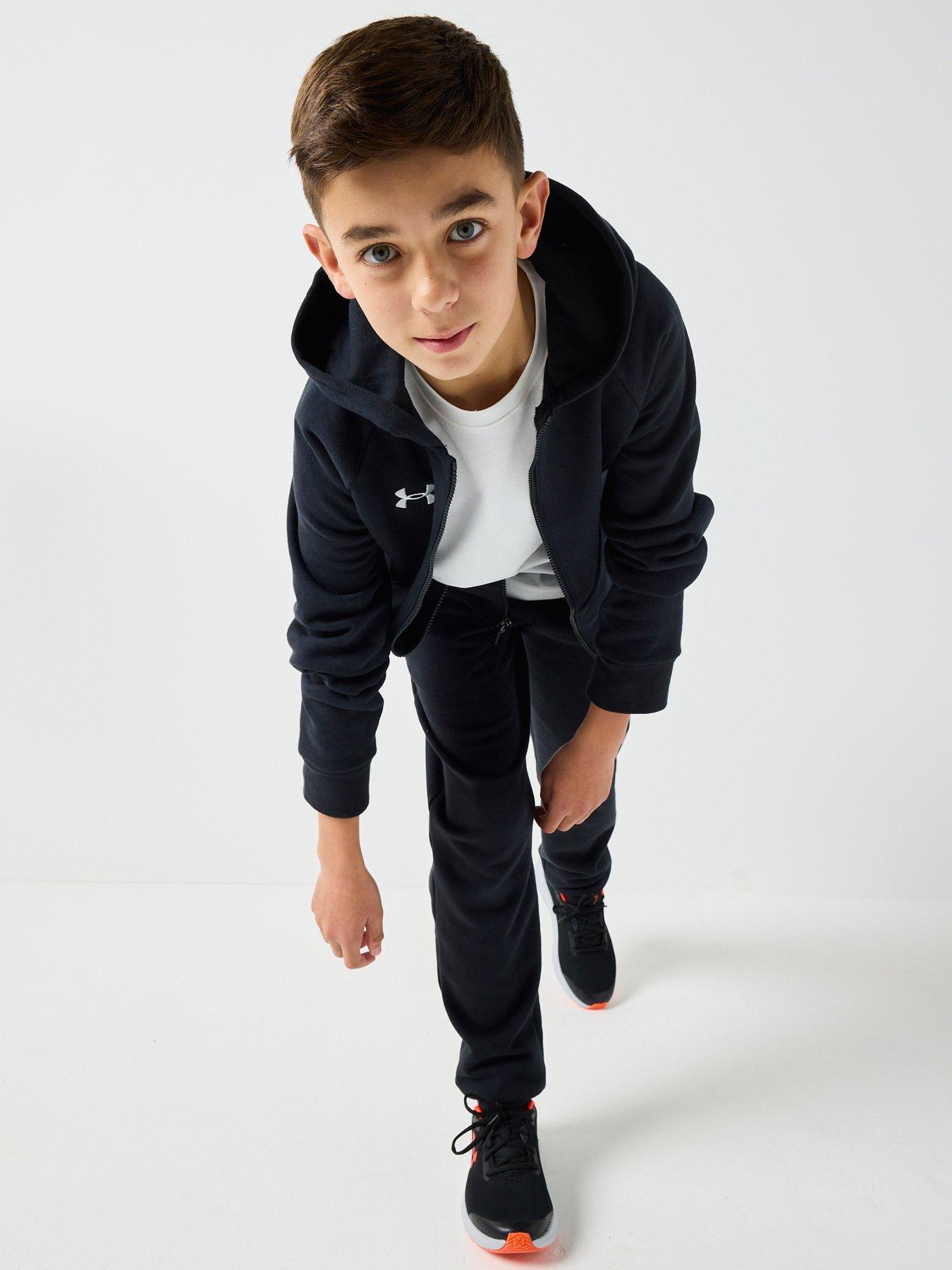 UNDER ARMOUR Junior Boys Rival Fleece Full Zip Hoodie Black