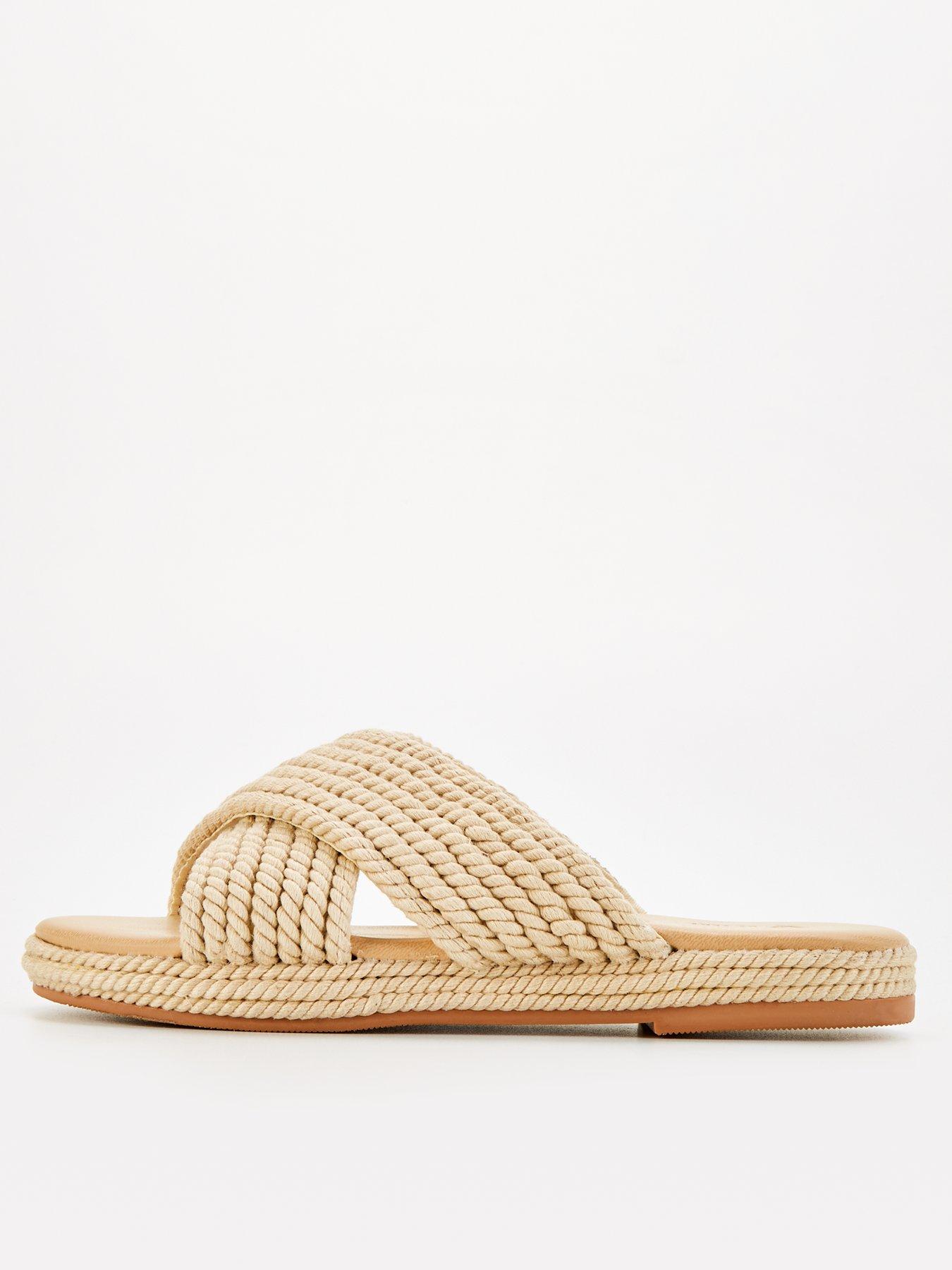 V By Very Cross Strap Rope Slider - Natural
