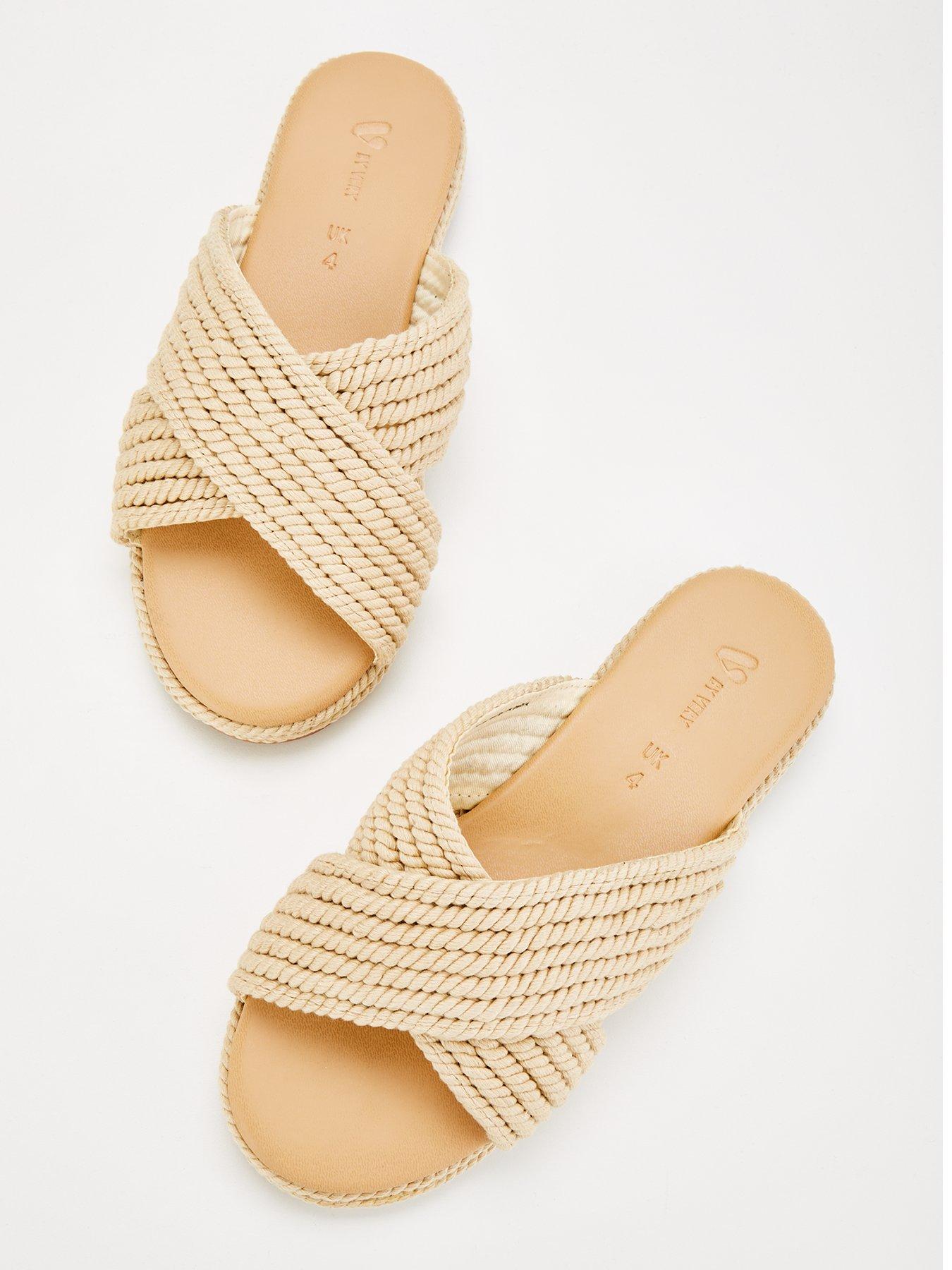 V by Very Cross Strap Rope Slider - Natural | Very.co.uk