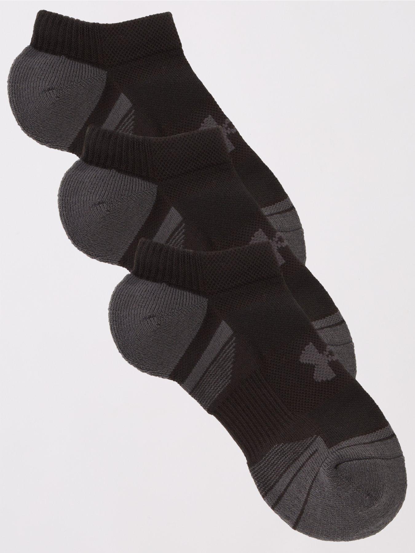 UNDER ARMOUR Kids Performance Tech 3pk No Show Socks - Black/Grey