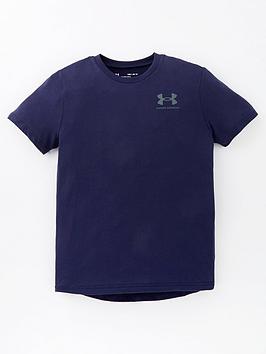 under armour junior boys sportstyle left chest logo t-shirt - navy/grey