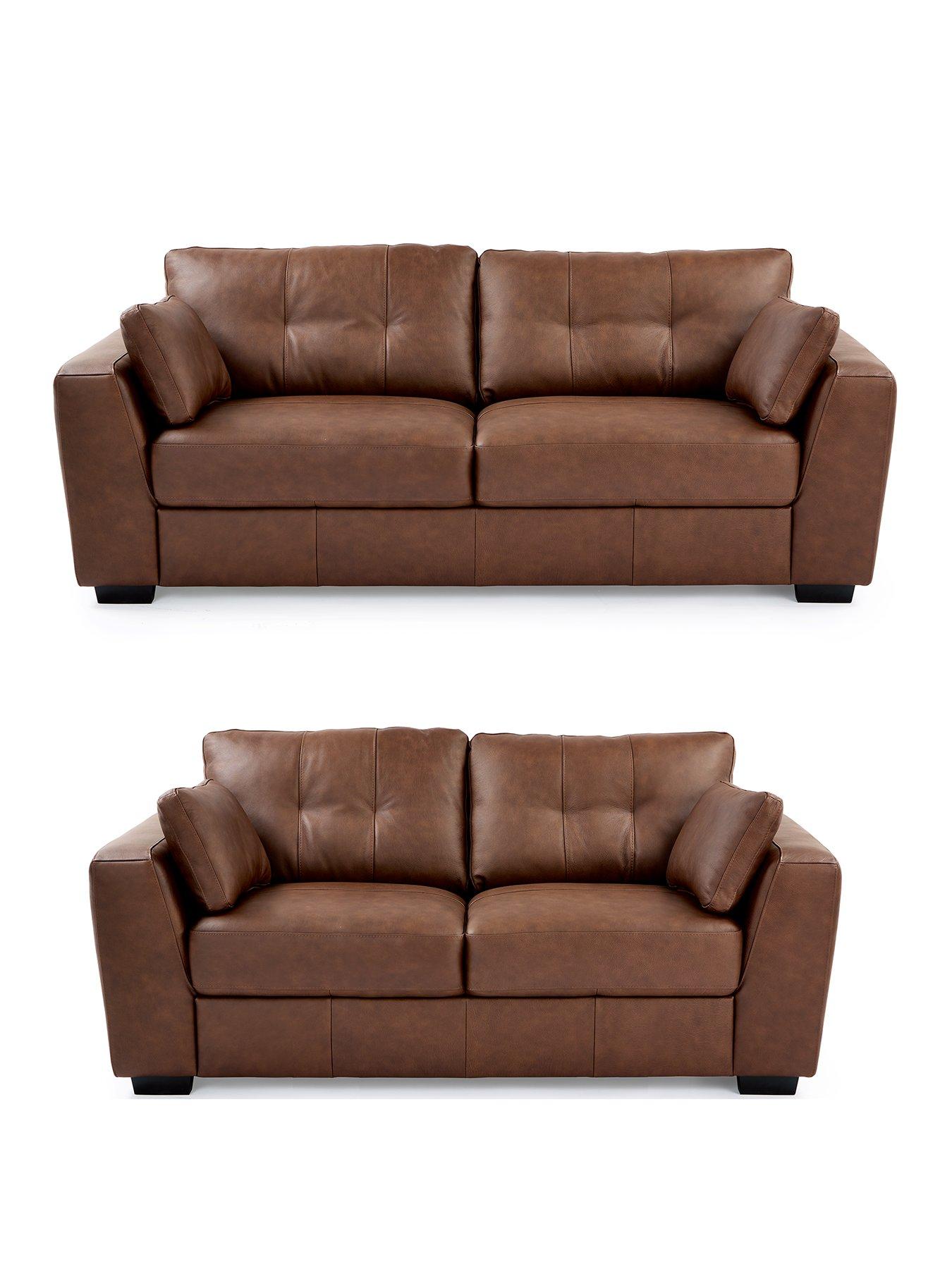 Product photograph of Very Home Arden 3 2 Seater Leather Sofa Set Buy Amp Save from very.co.uk