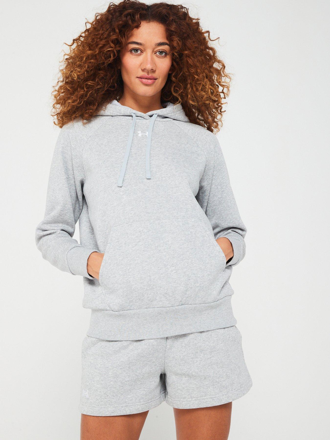 UNDER ARMOUR Womens Rival Fleece Hoodie - Grey/White