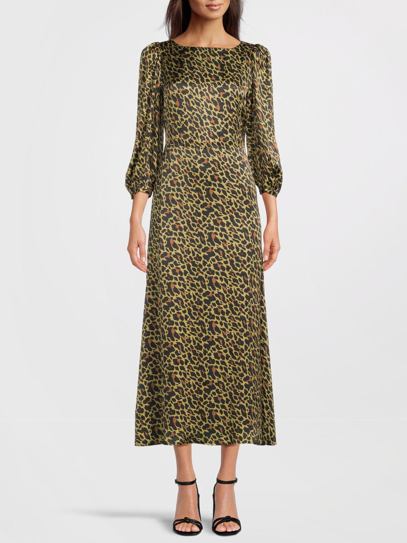 Olivia Rubin Lara Leopard Print Midi Dress | Very.co.uk