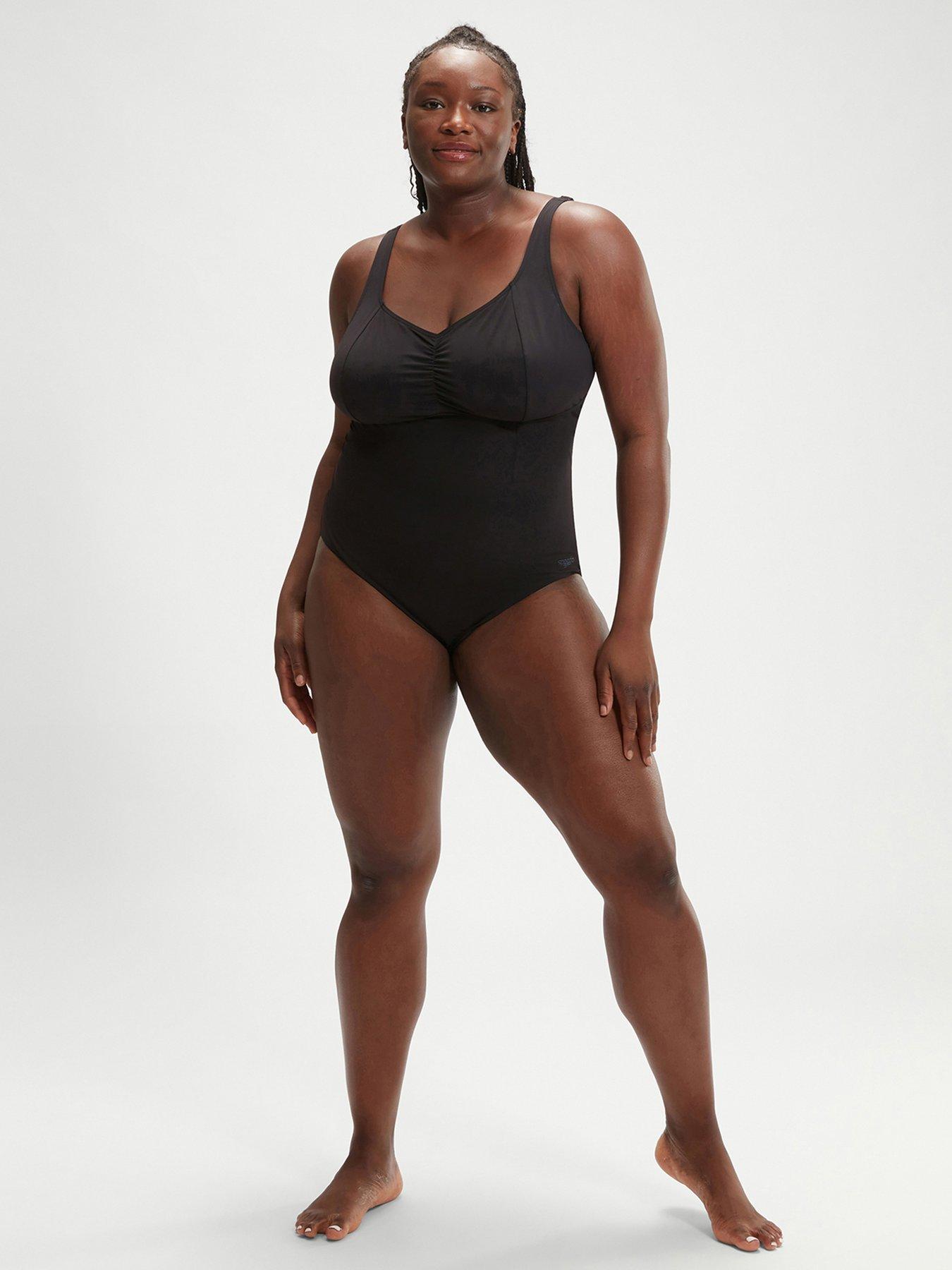 Image 1 of 5 of Speedo Womens Plus Size Shaping Aquanite Swimsuit - Black