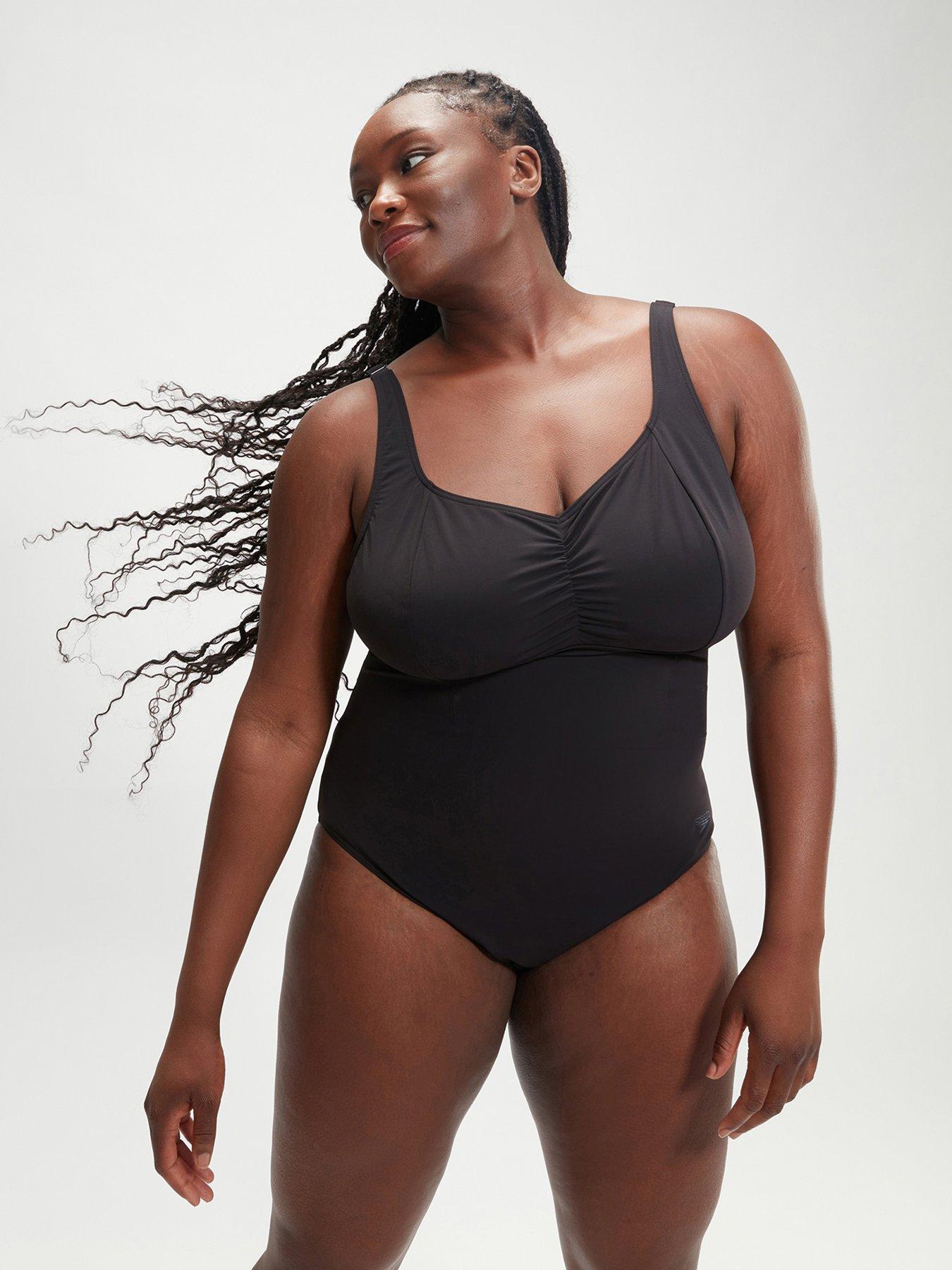 Image 3 of 5 of Speedo Womens Plus Size Shaping Aquanite Swimsuit - Black