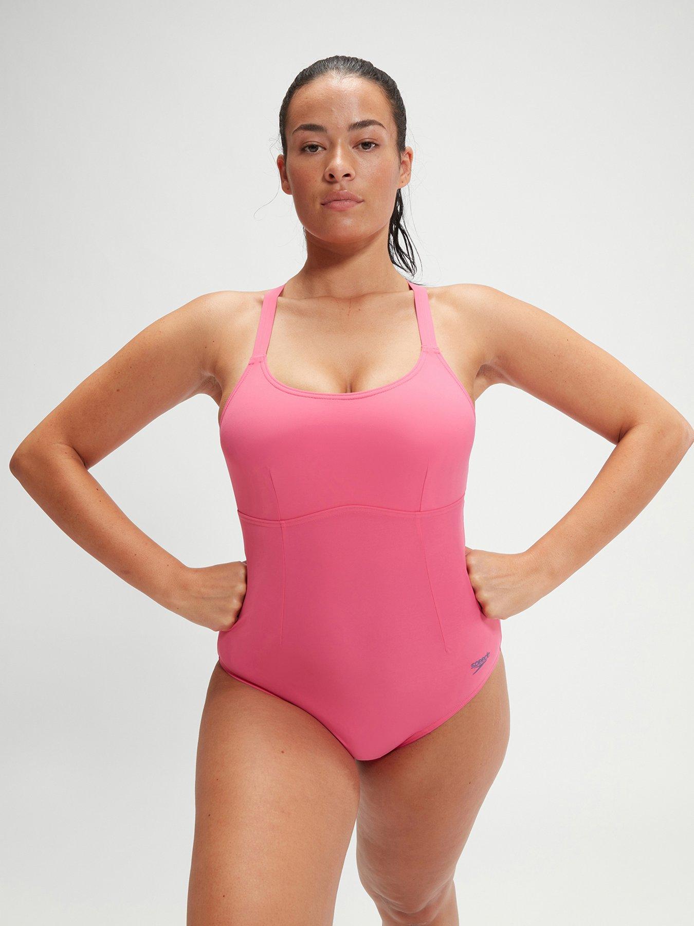 Speedo Womens Shaping Cross Back Swimsuit - Pink