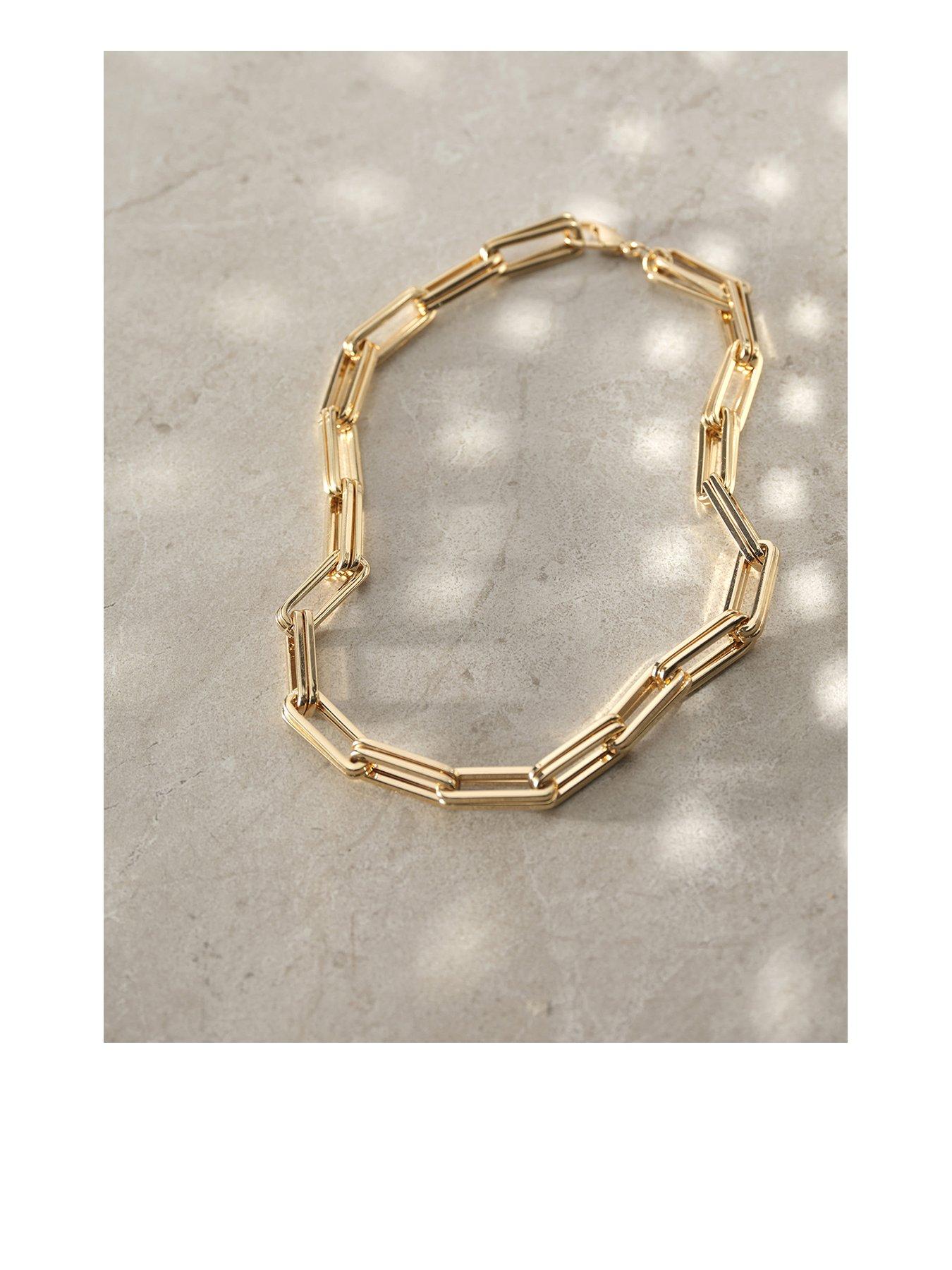 Image 1 of 3 of Mint Velvet Gold Tone Square Link Necklace