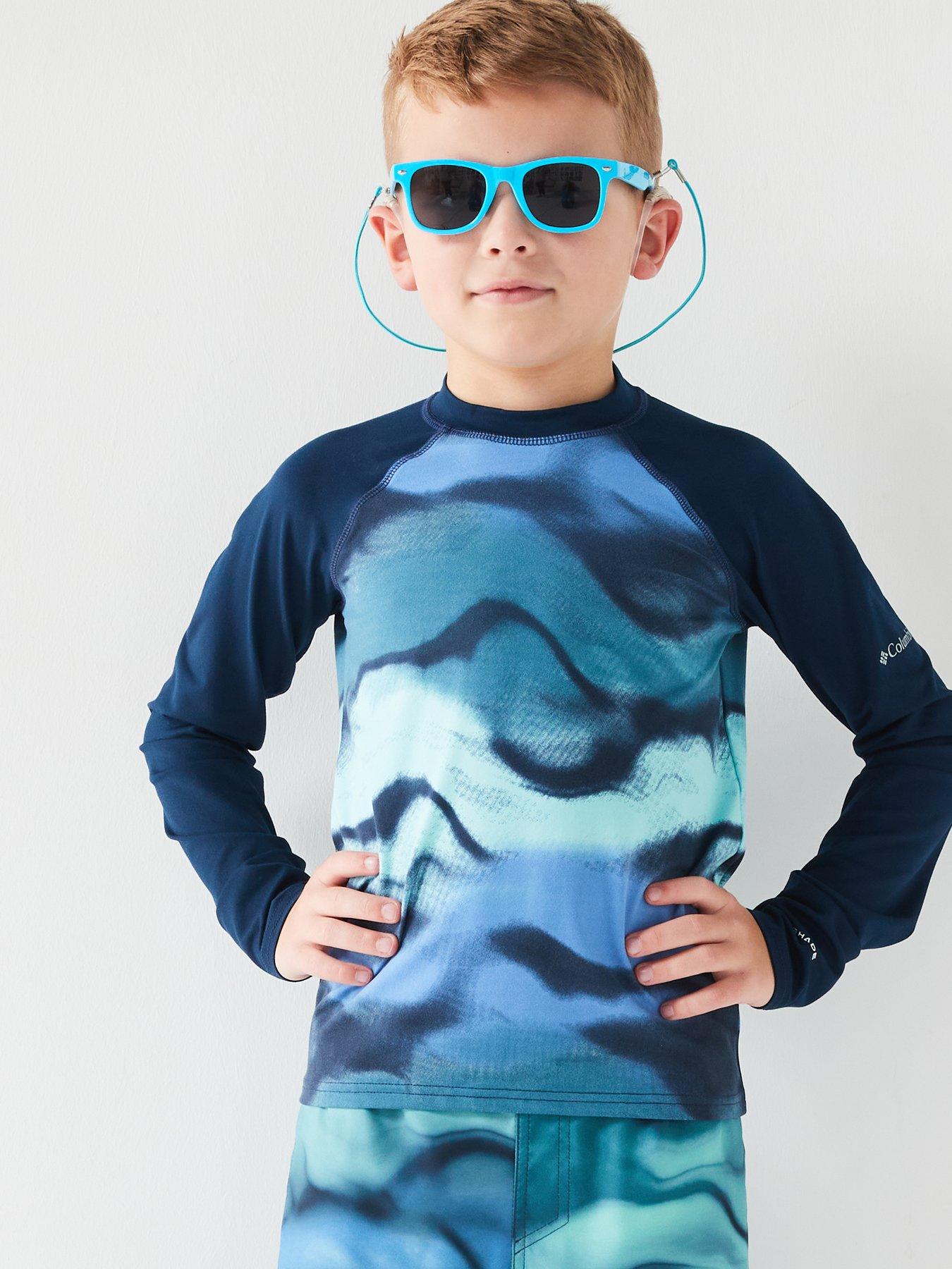 undefined Youth Unisex Sandy Shores Printed Long Sleeve Sunguard - Blue Print