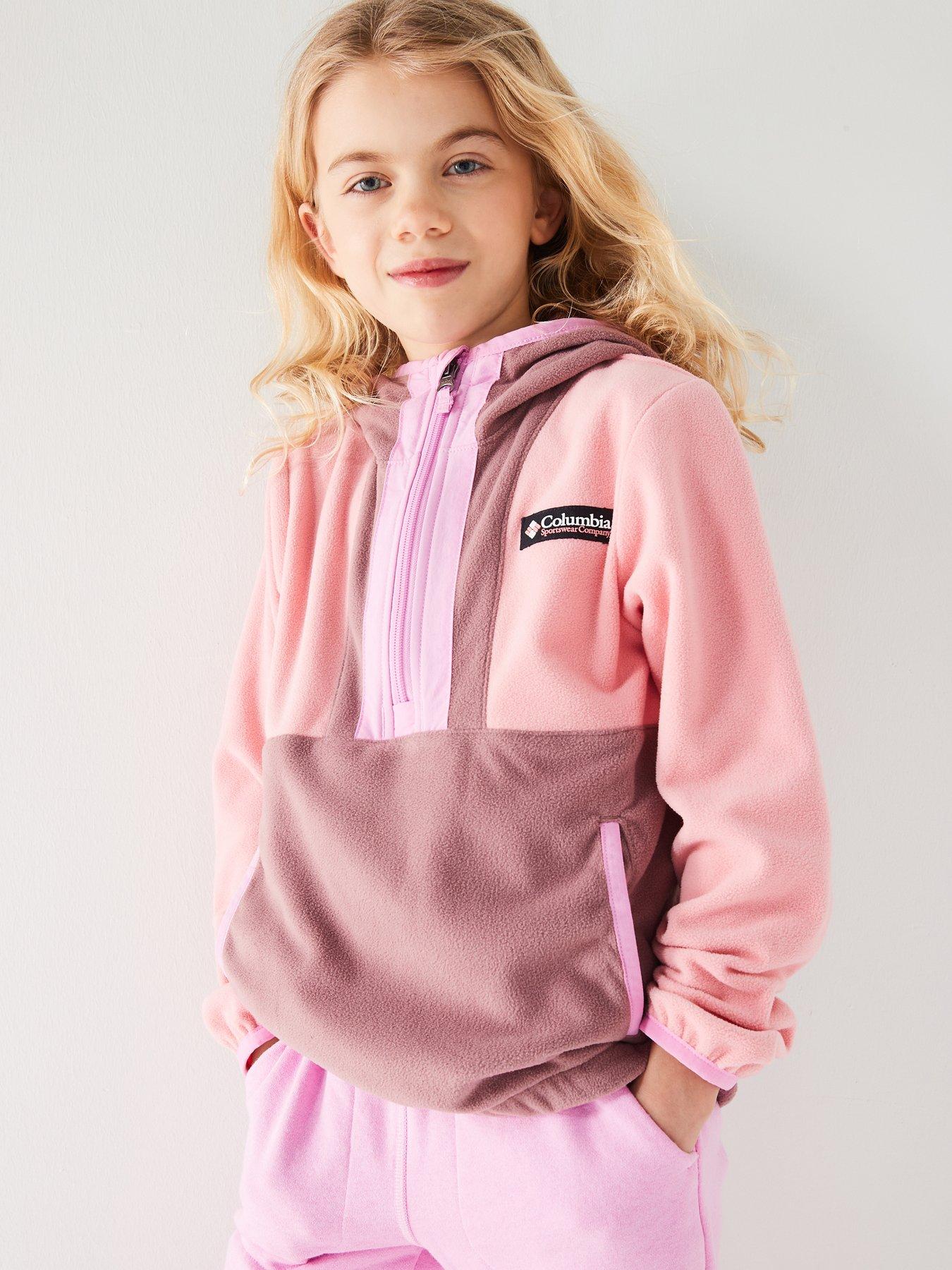 Youth Unisex Back Bowl Lite Half Zip Hoodie Pink