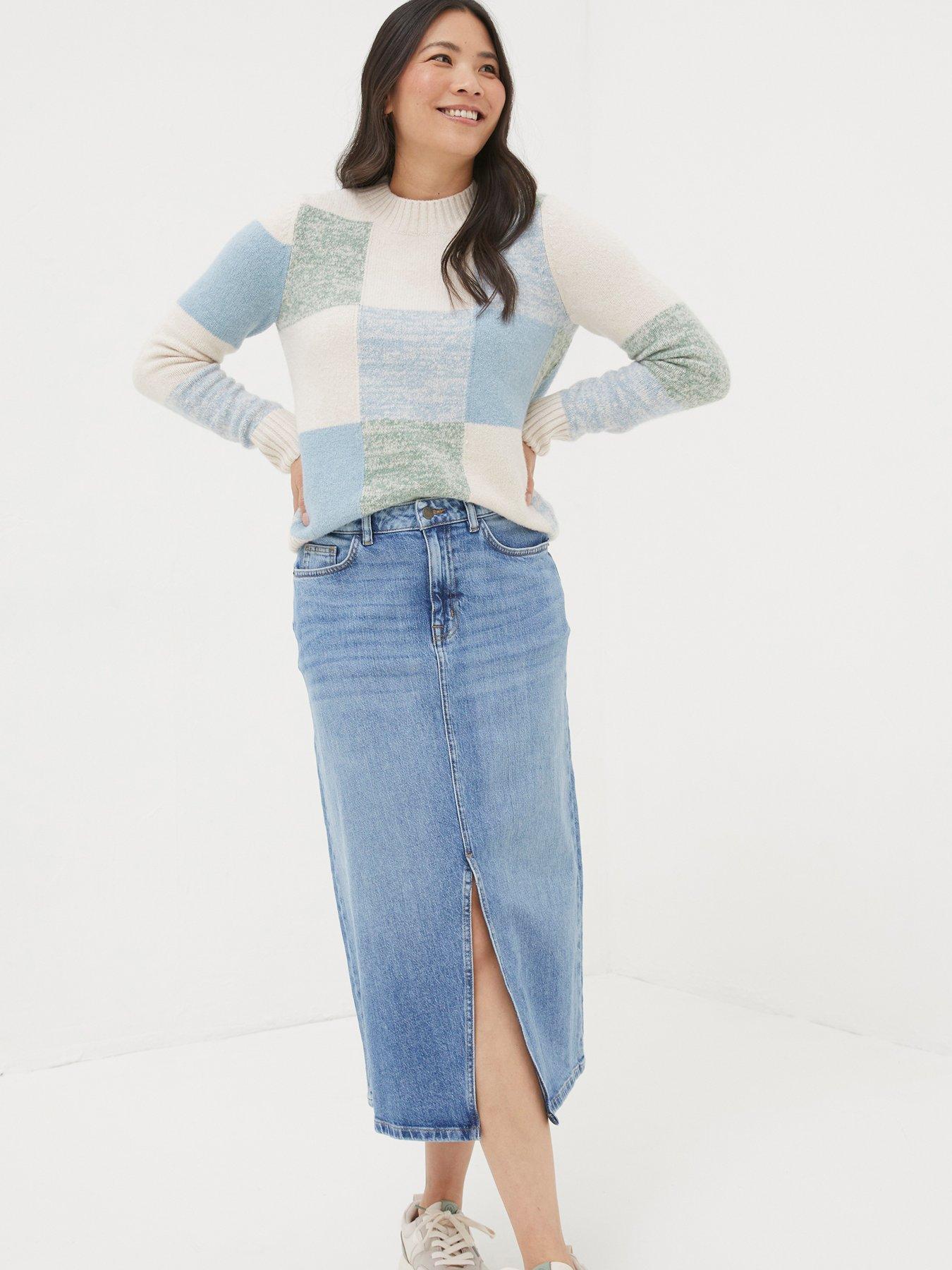 Fatface blue hannah denim skirt deals