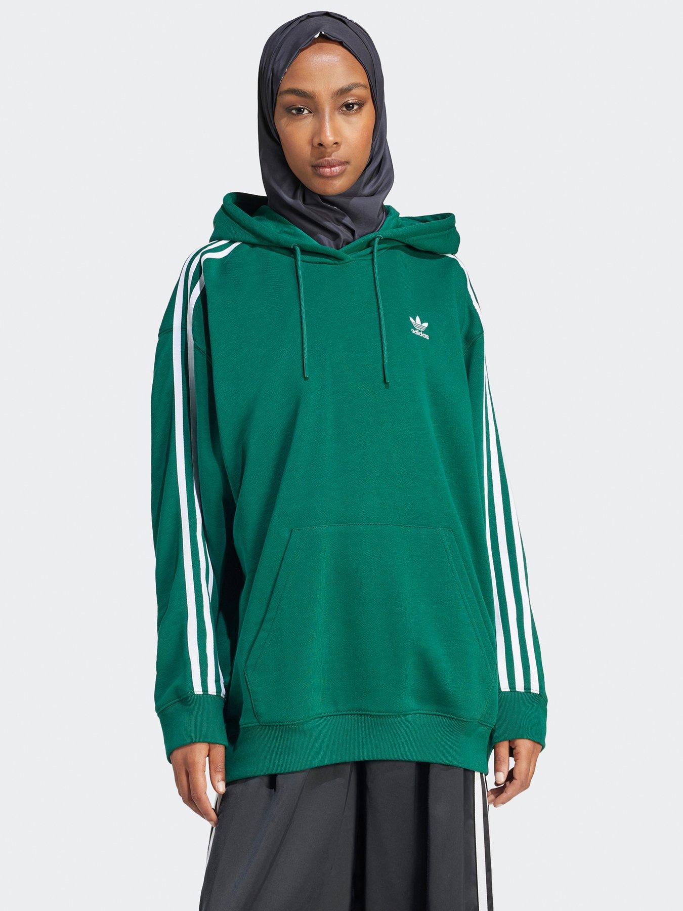 undefined Women's 3 Stripe Oversized Hoodie - Green