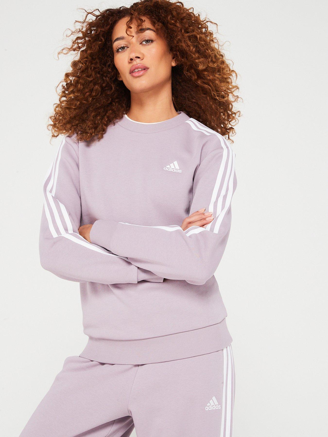 adidas Sportswear Womens 3 Stripe Crew Sweat - Lilac | Very.co.uk