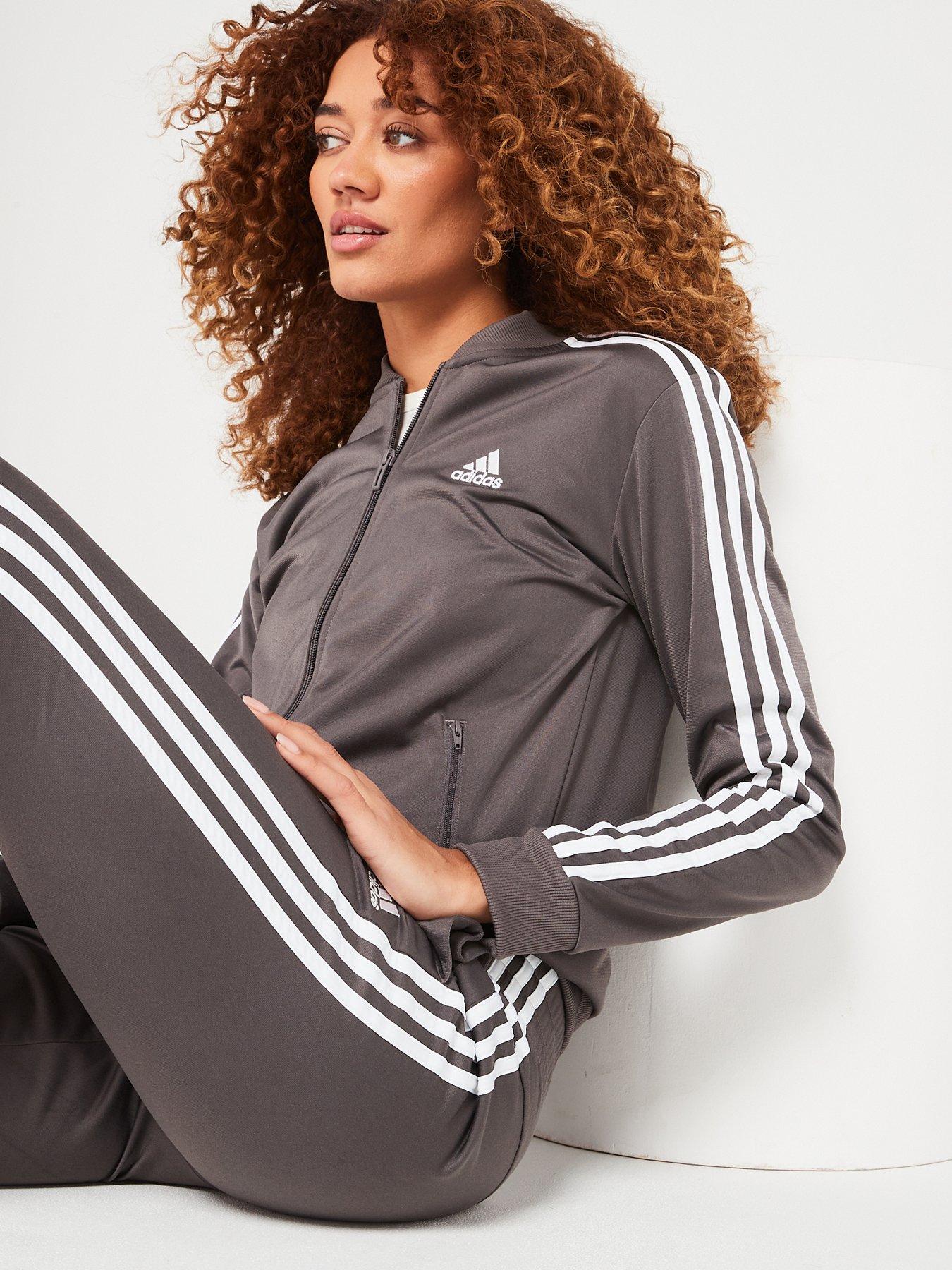 Womens 3 Stripe Tracksuit Charcoal