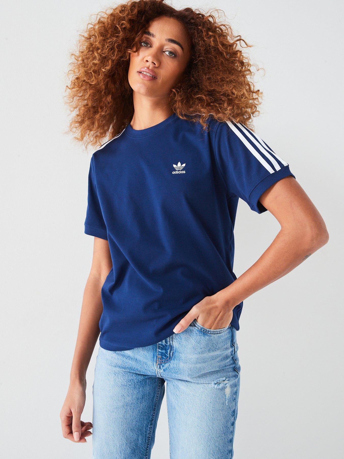 Ladies adidas 3 stripe t shirt on sale