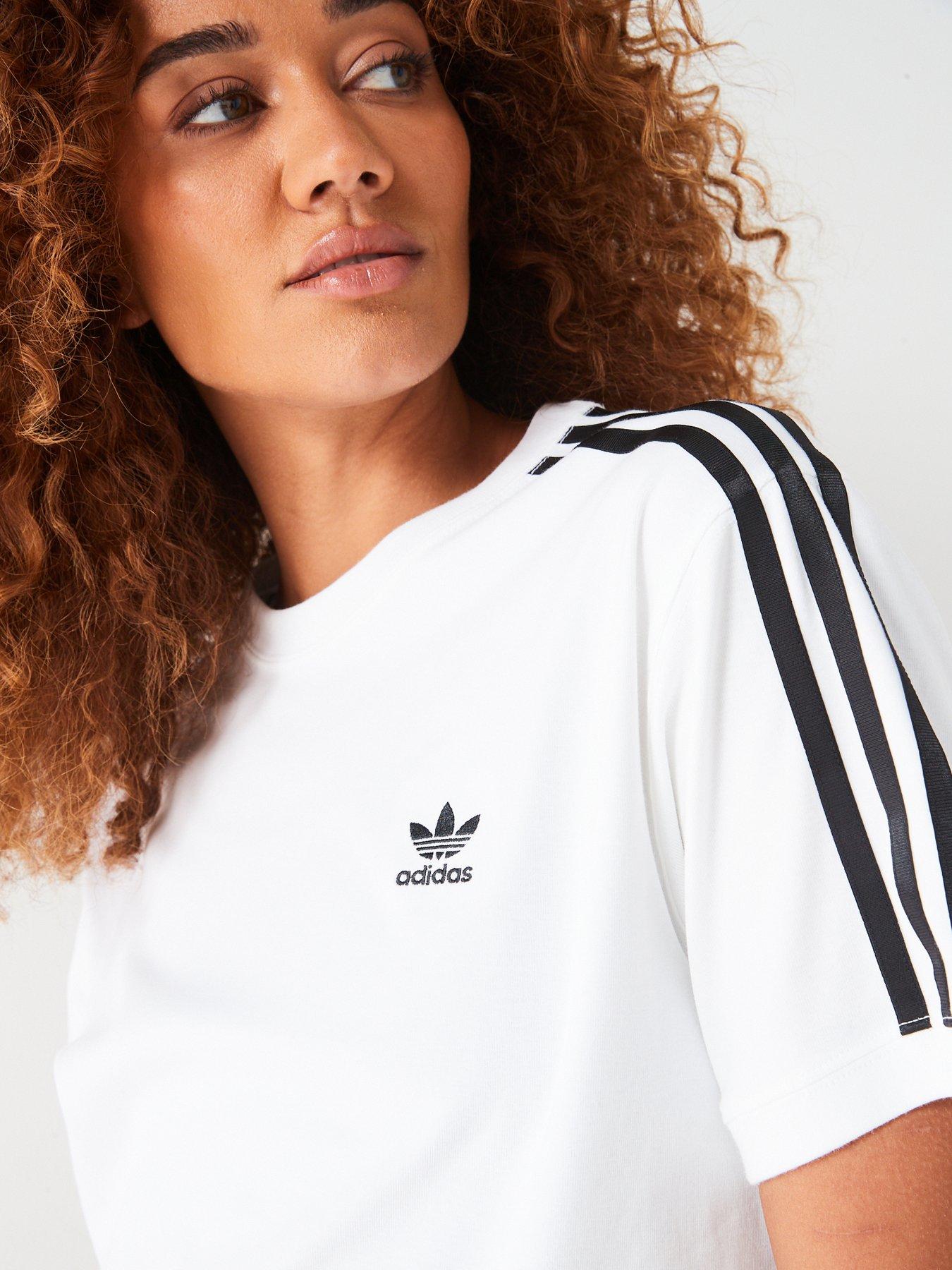 Adidas 3 stripes tee womens white outlet
