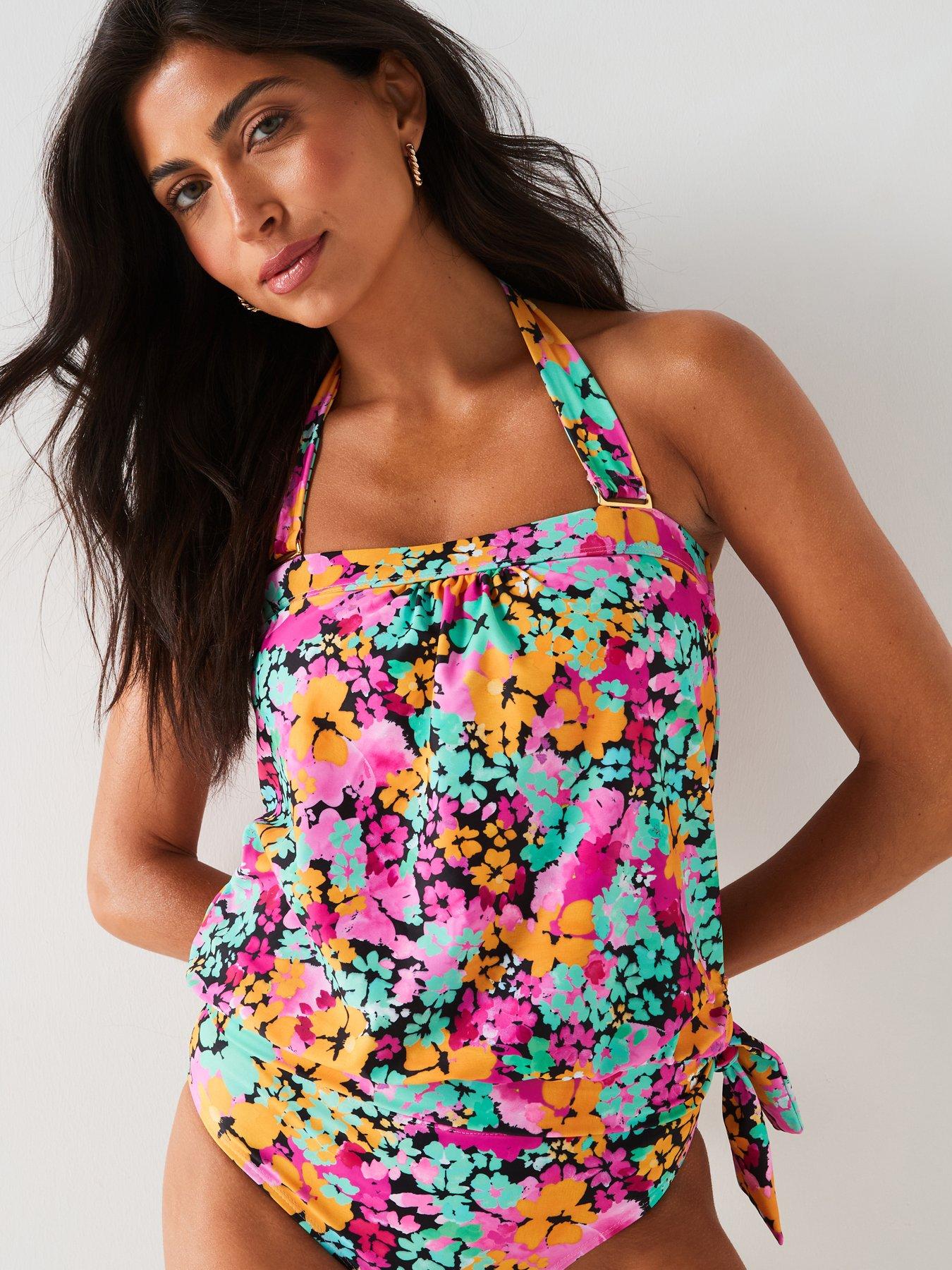 Everyday Mix Match Removable Wide Strap Blouson Tankini Top Black Very