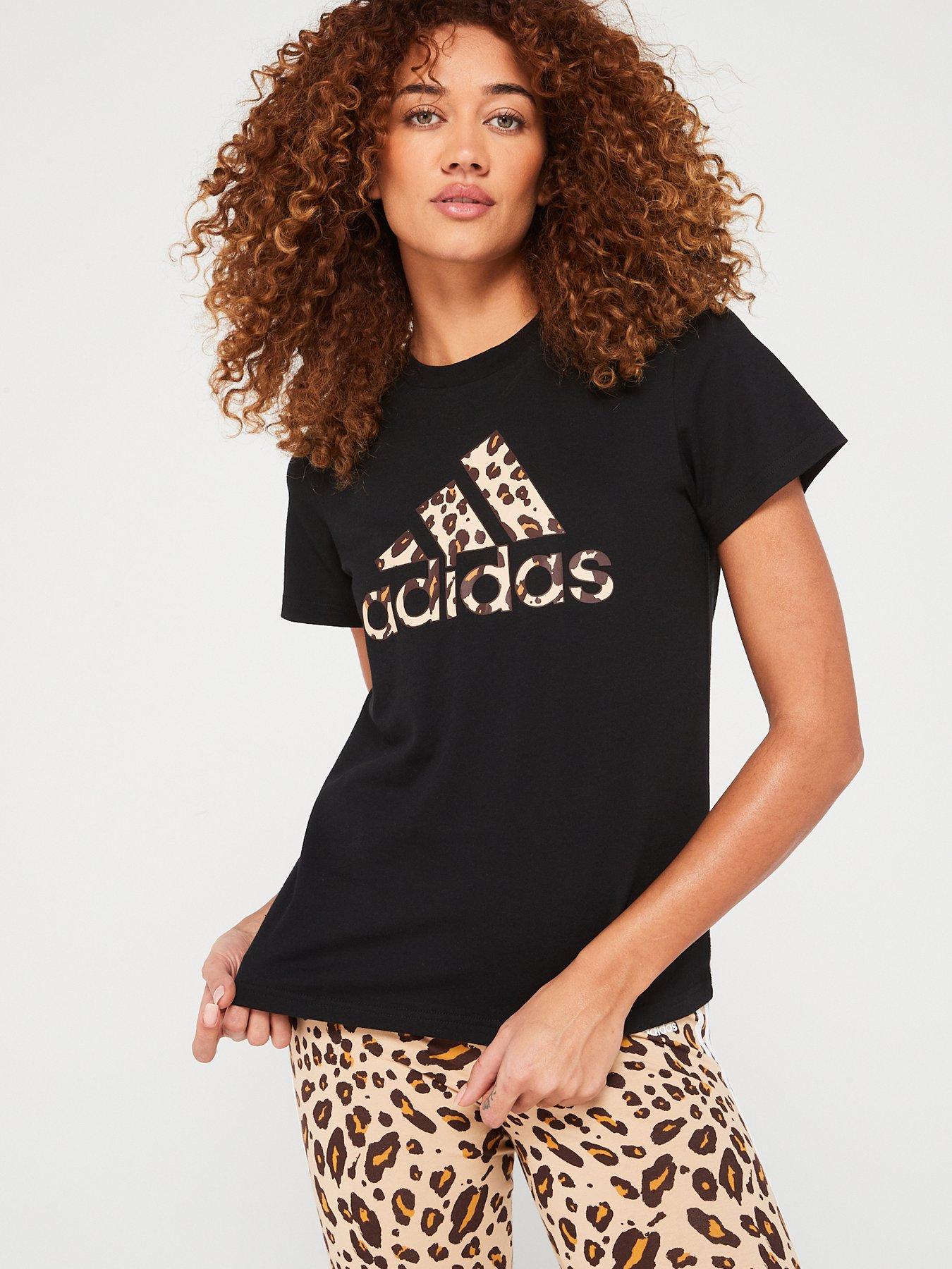 Womens Animal Print T Shirt Black