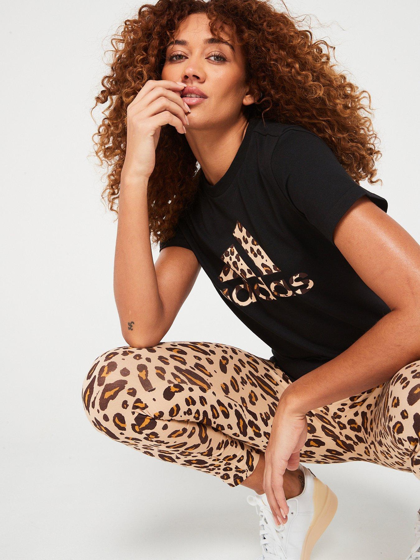 Leopard print adidas t shirt best sale