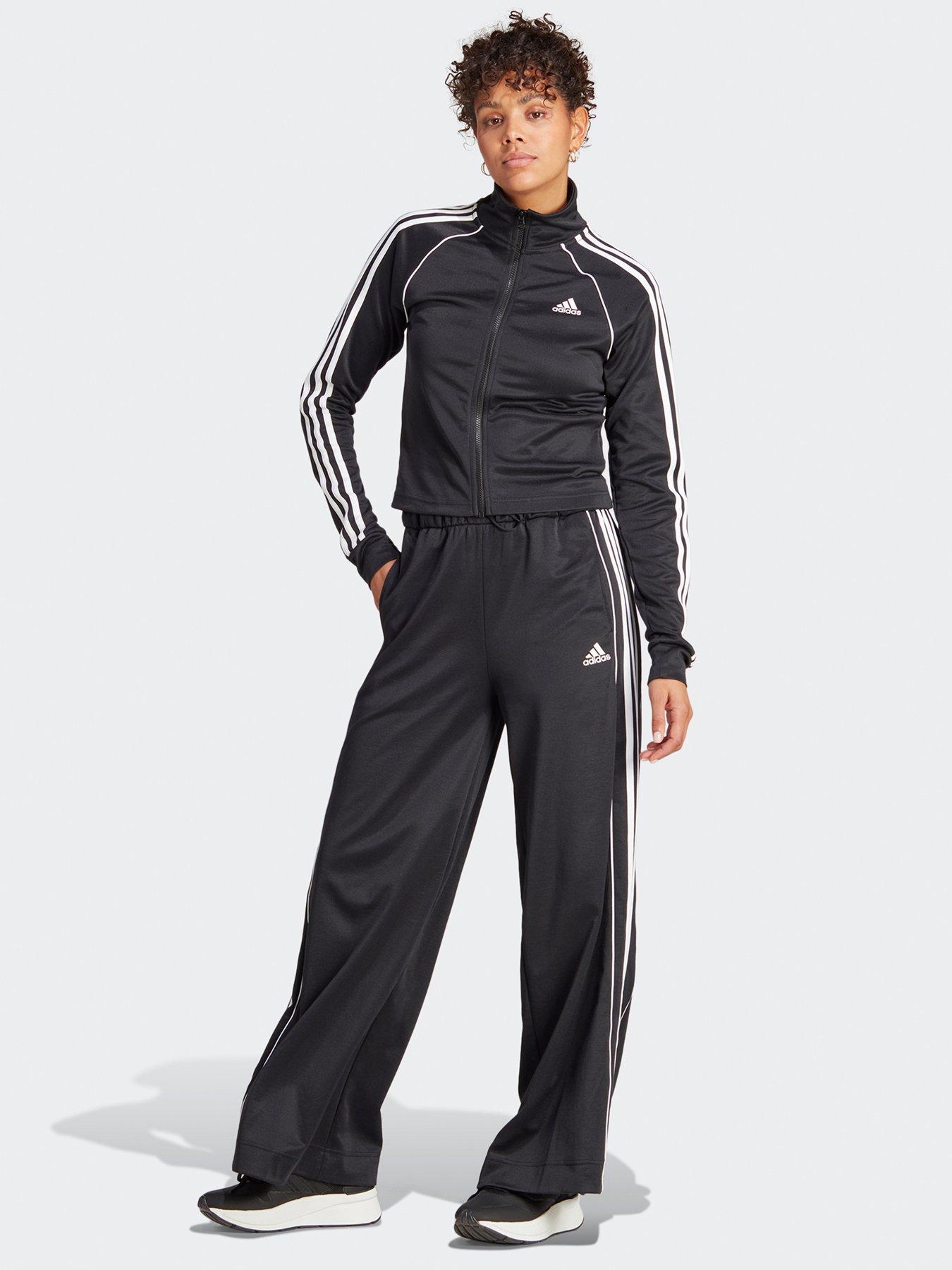 Womens Teamsport Wide Leg Tracksuit Black white