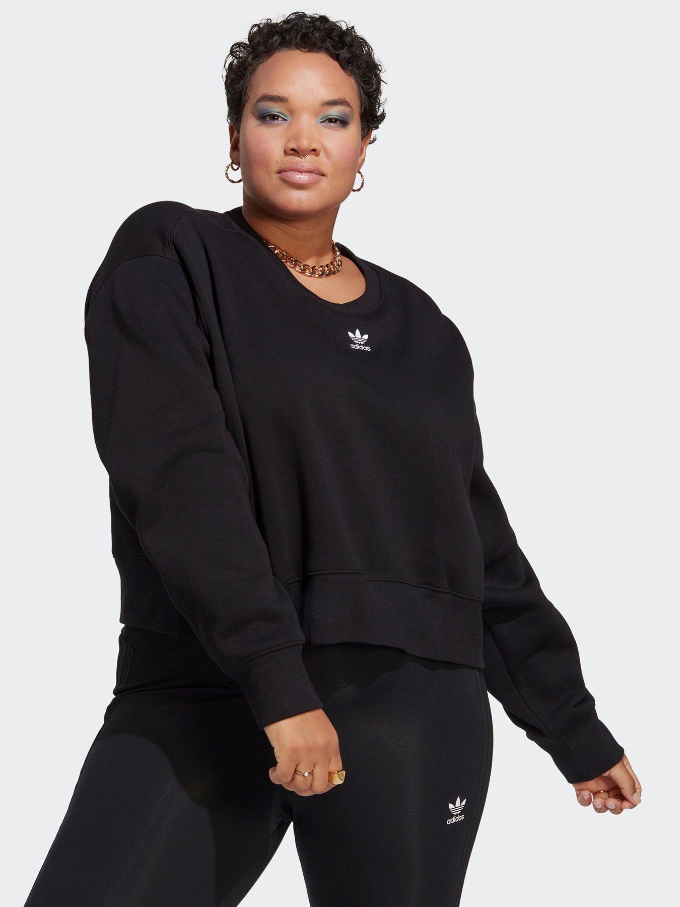 undefined Womens Plus Size Trefoil Crew Sweat - Black