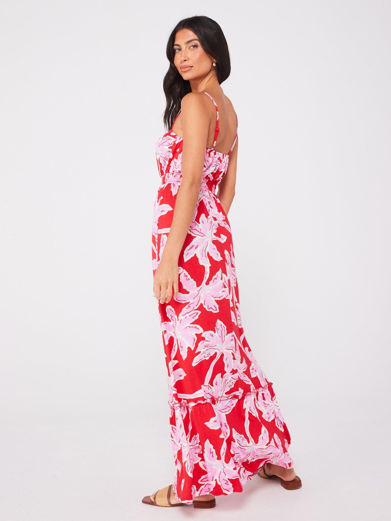 Everyday Elastic Ruched Channel Maxi Beach Dress - Red | Very