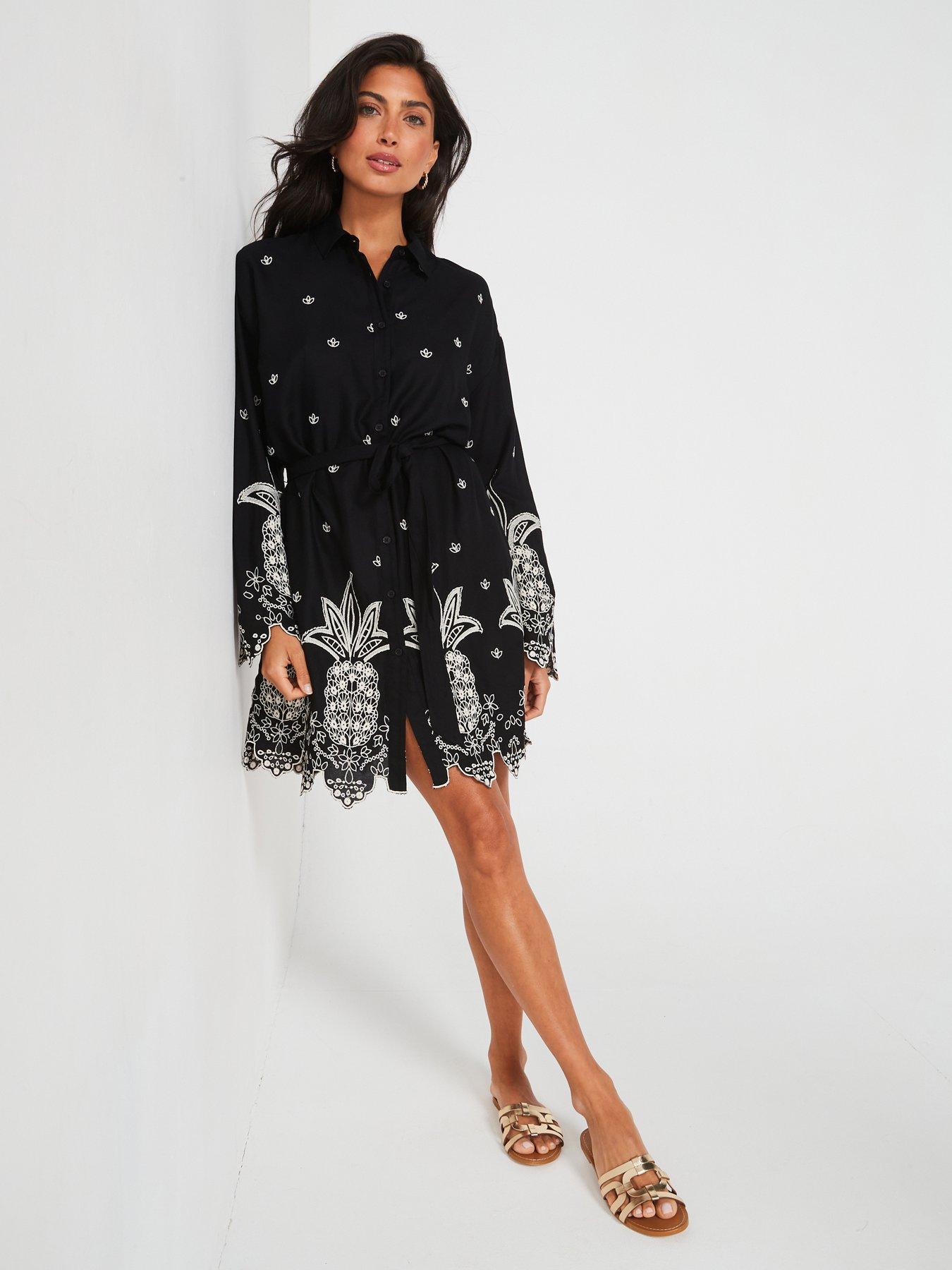 Black beach fashion shirt dress