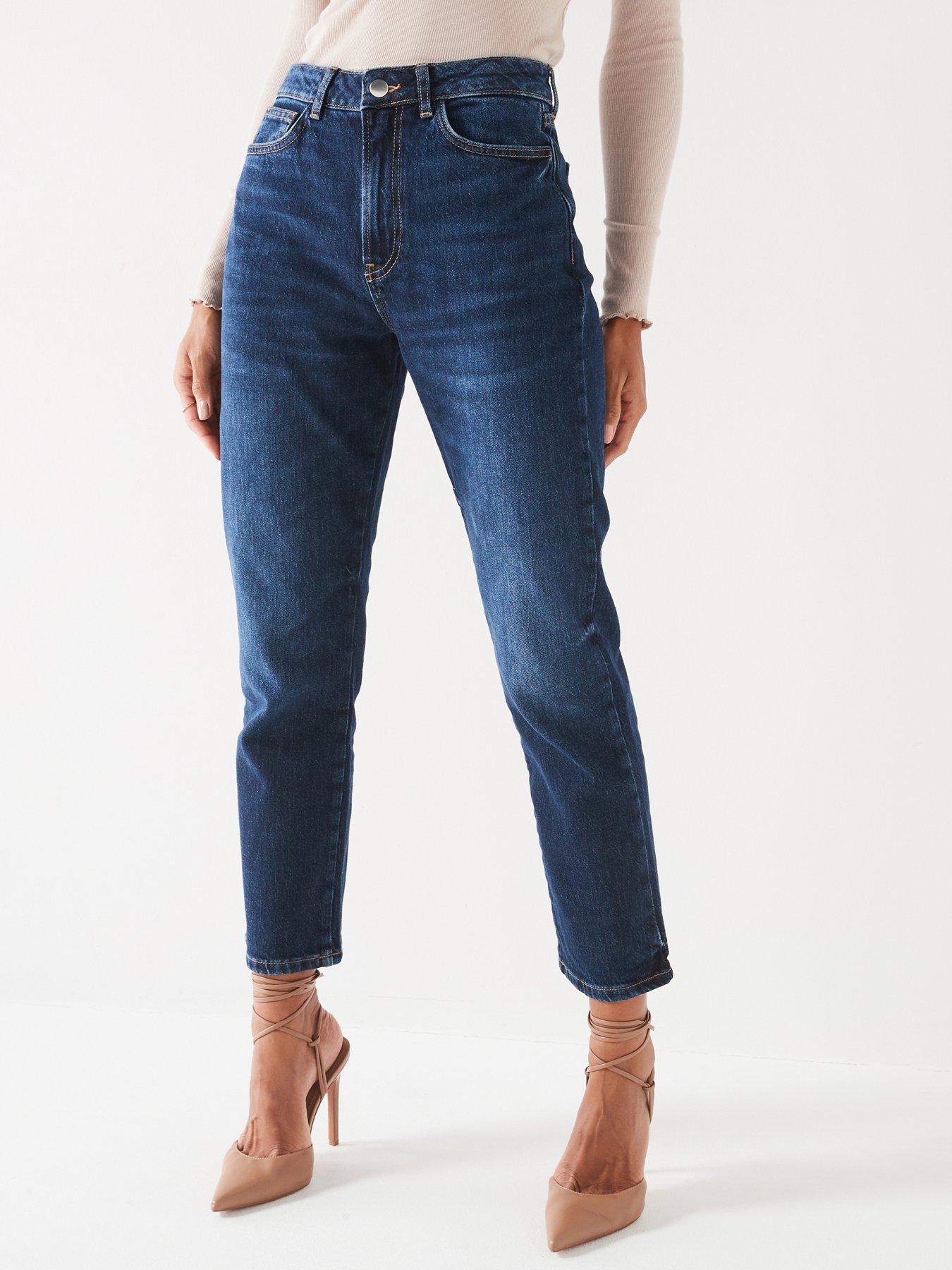 undefined High Waist Cigarette Slim Jeans - Dark Wash