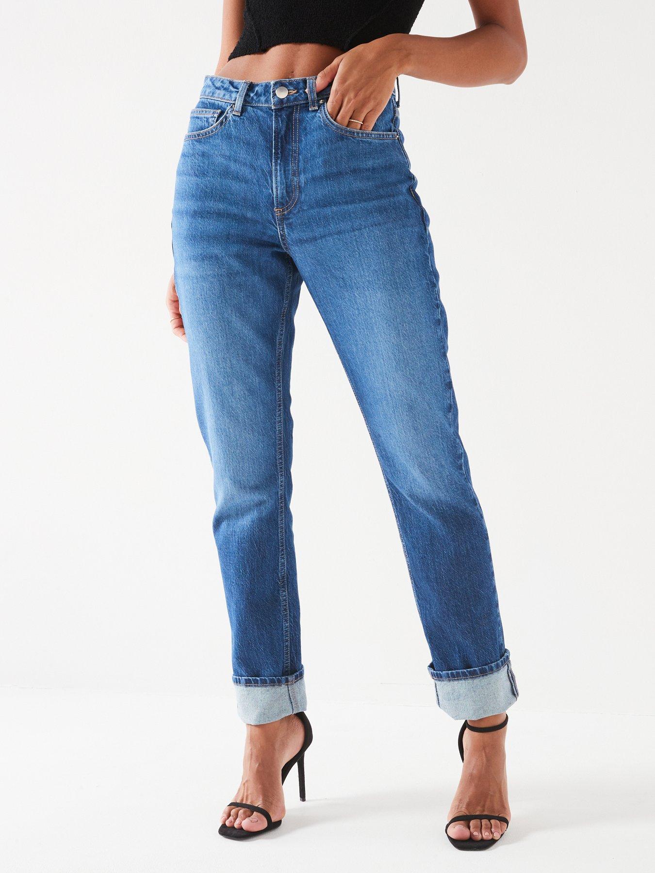 Straight turn best sale up jeans