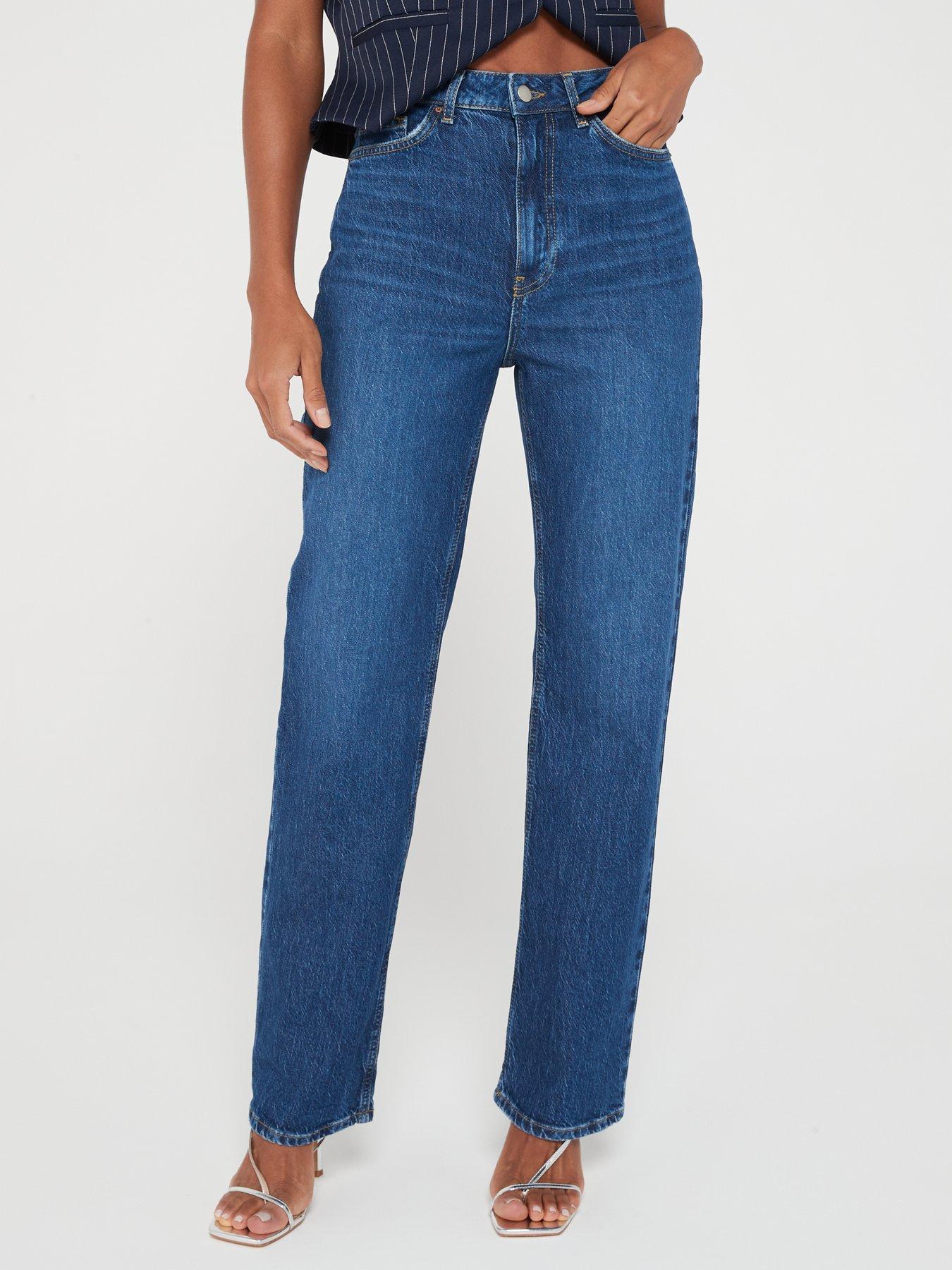 undefined Wide Leg Jeans with Stretch - Dark Wash