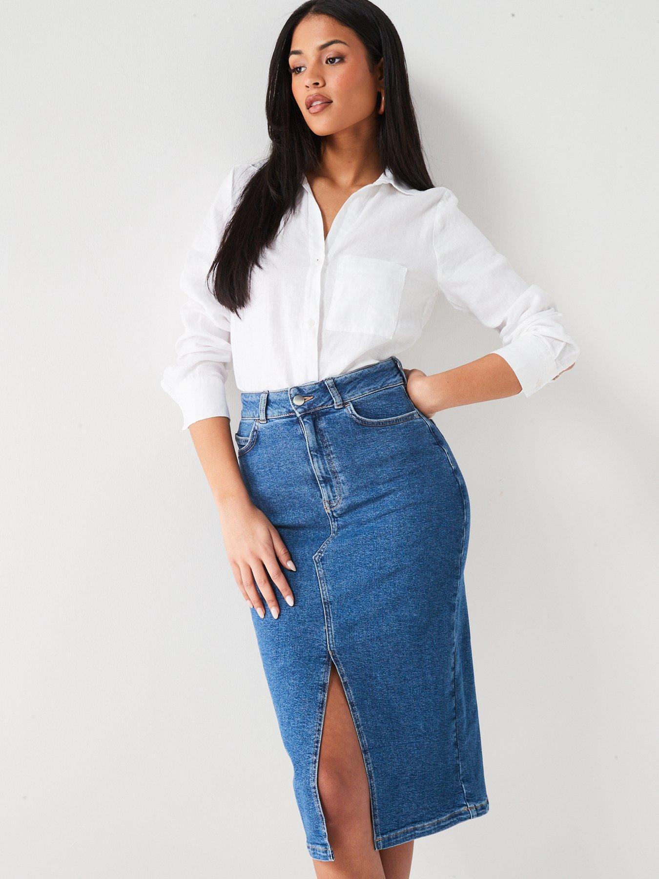 Prps split-front a-line denim midi skirt sales
