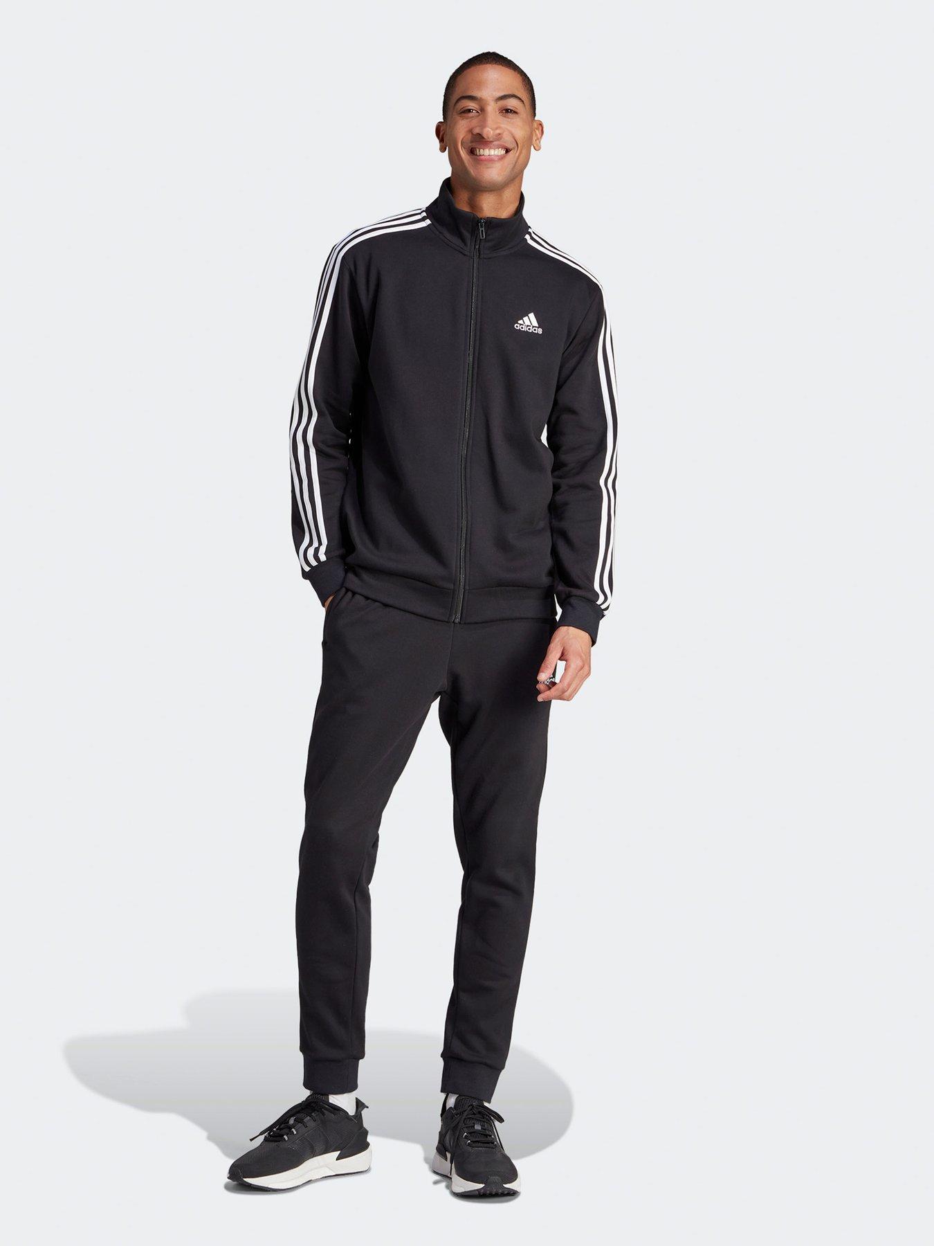 adidas Sportswear Mens 3 Stripe Tracksuit - Black, Black, Size Xs, Men