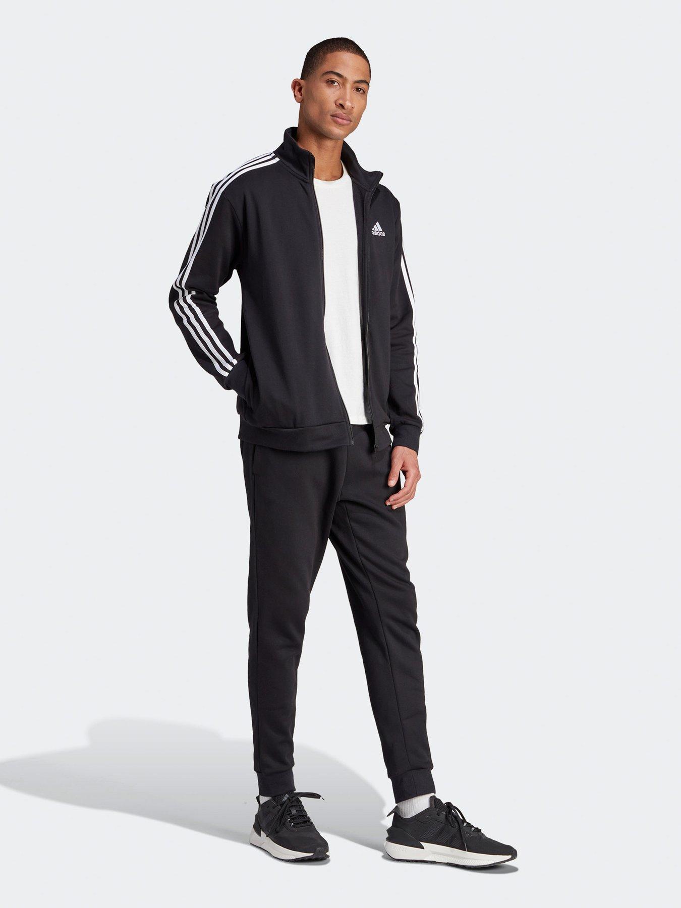 adidas Sportswear Mens 3 Stripe Tracksuit - Black | Very.co.uk